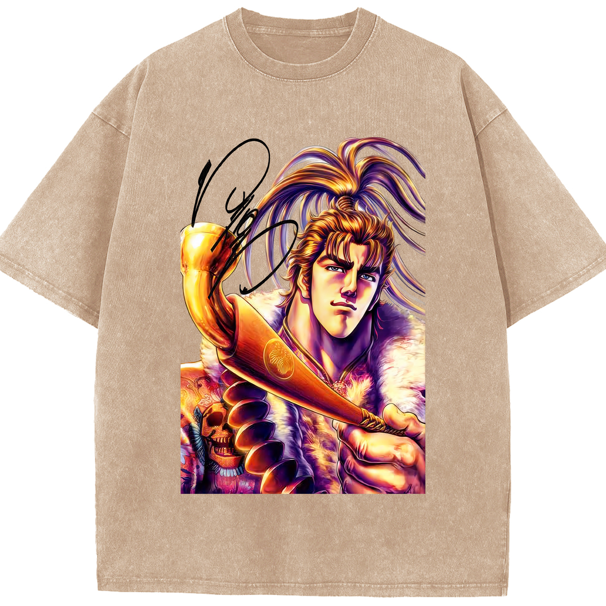（画像用） 北斗の拳 Fist of the North Star 綿100% ヴィンテージ風 半袖Tシャツ（フロントプリント）