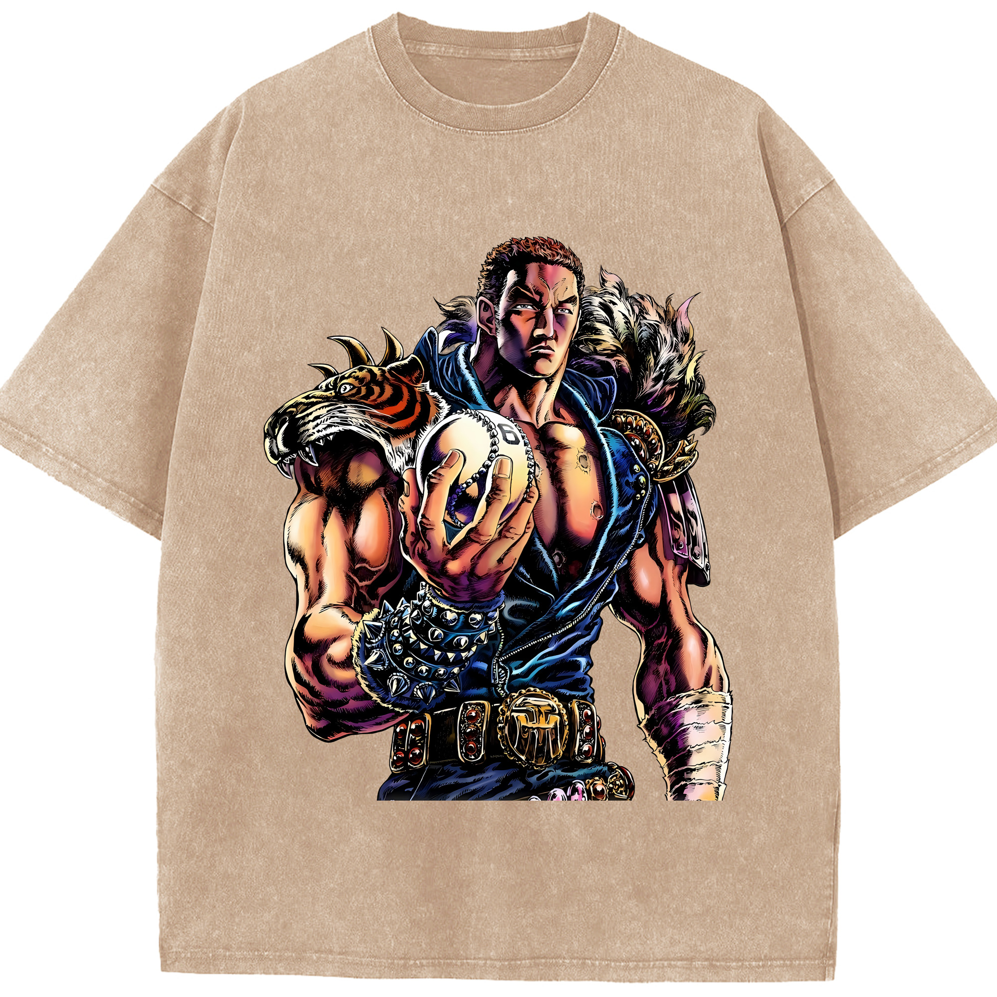 （画像用） 北斗の拳 Fist of the North Star 綿100% ヴィンテージ風 半袖Tシャツ（フロントプリント）