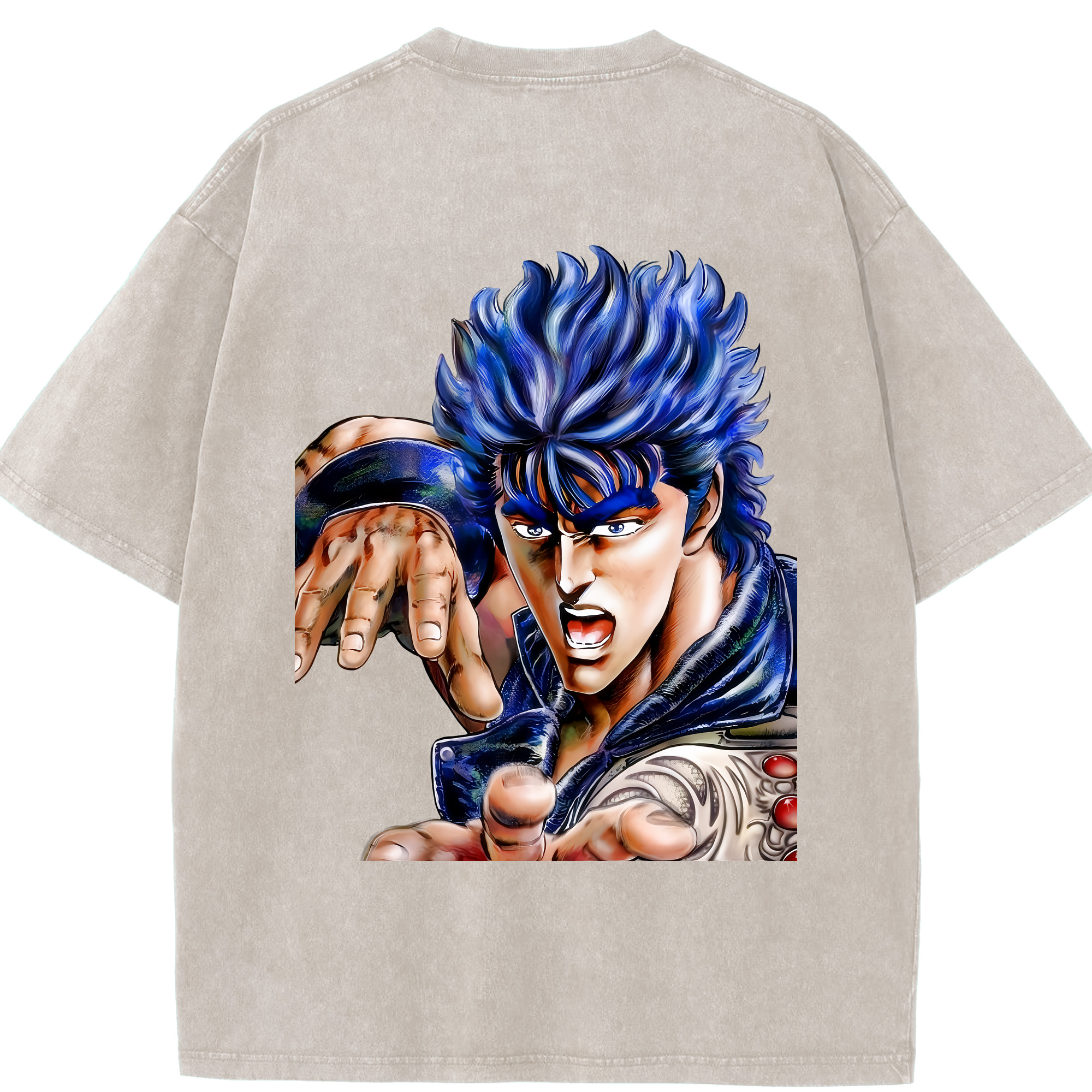 （画像用） 北斗の拳 Fist of the North Star 綿100% ヴィンテージ風 半袖Tシャツ（背面プリント）
