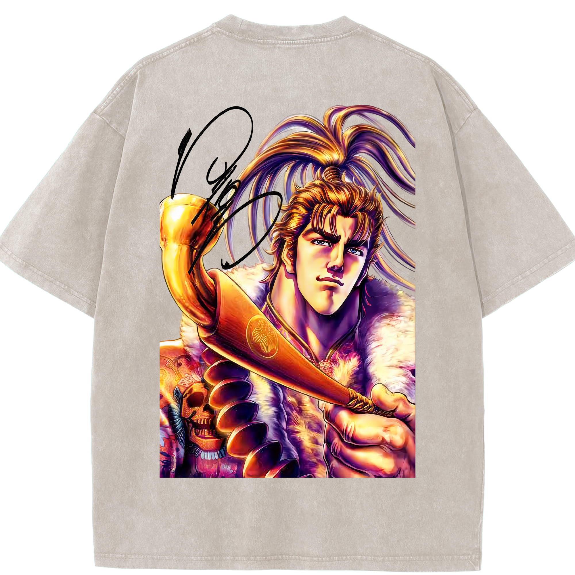 （画像用） 北斗の拳 Fist of the North Star 綿100% ヴィンテージ風 半袖Tシャツ（背面プリント）