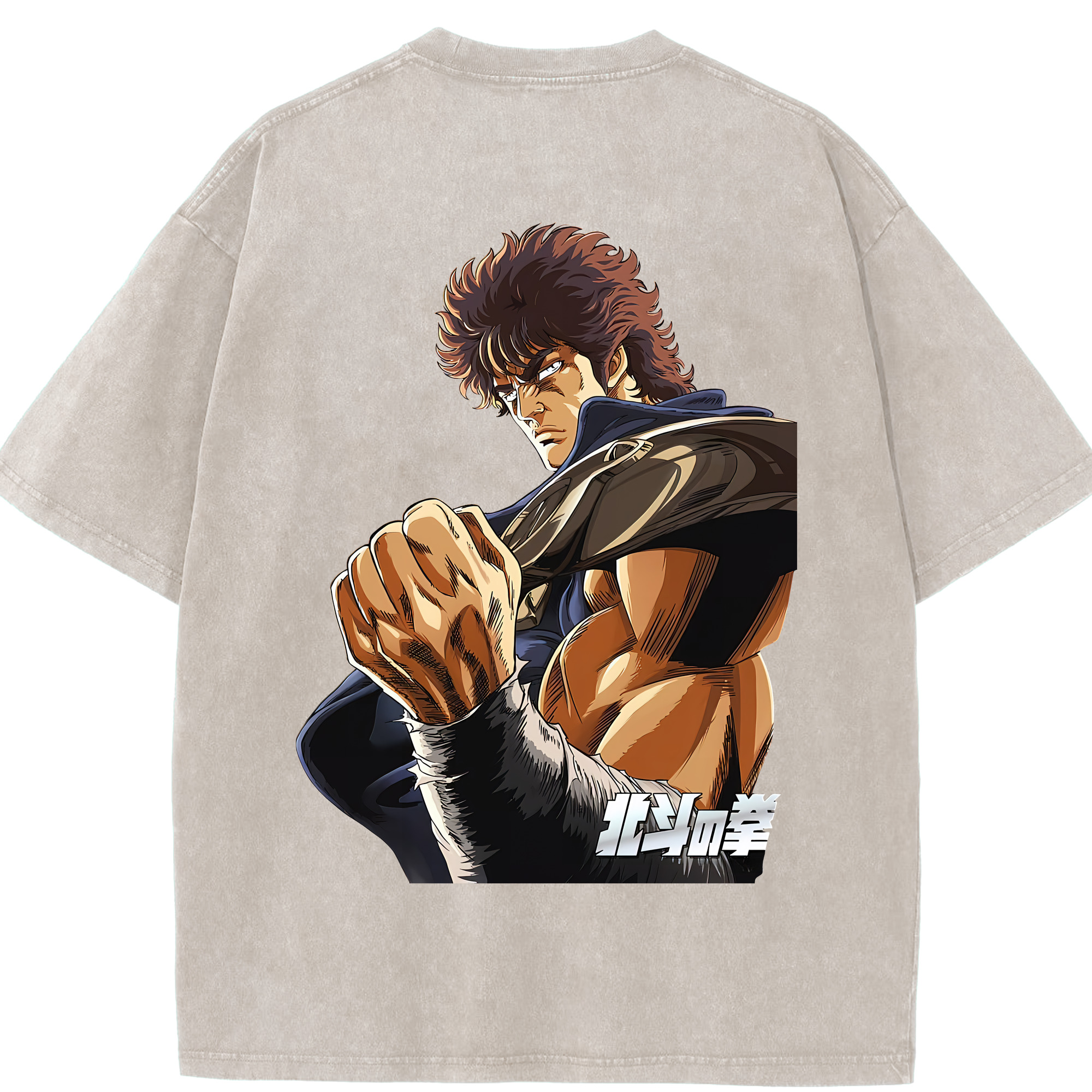 （画像用） 北斗の拳 Fist of the North Star 綿100% ヴィンテージ風 半袖Tシャツ（背面プリント）