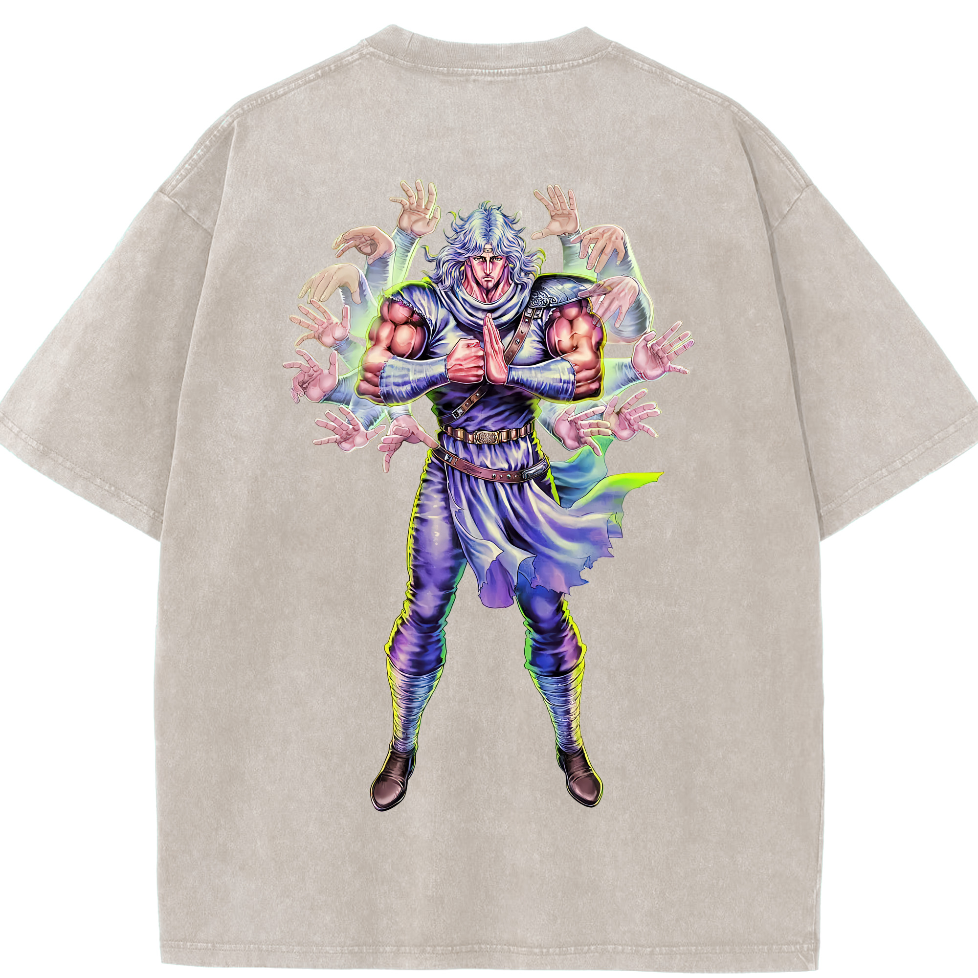 （画像用） 北斗の拳 Fist of the North Star 綿100% ヴィンテージ風 半袖Tシャツ（背面プリント）