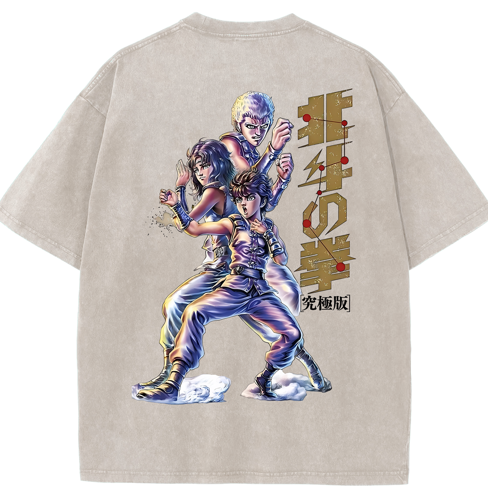 （画像用） 北斗の拳 Fist of the North Star 綿100% ヴィンテージ風 半袖Tシャツ（背面プリント）