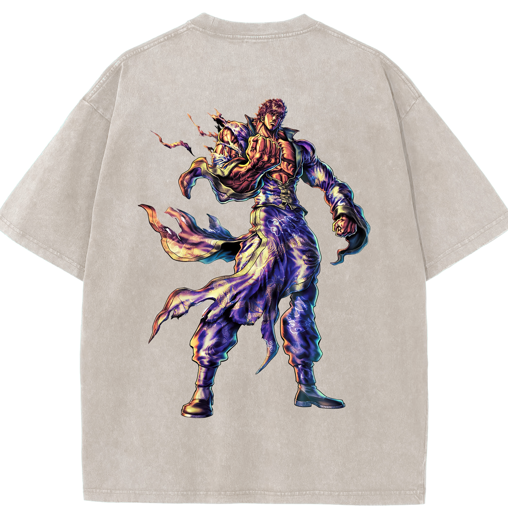 （画像用） 北斗の拳 Fist of the North Star 綿100% ヴィンテージ風 半袖Tシャツ（背面プリント）