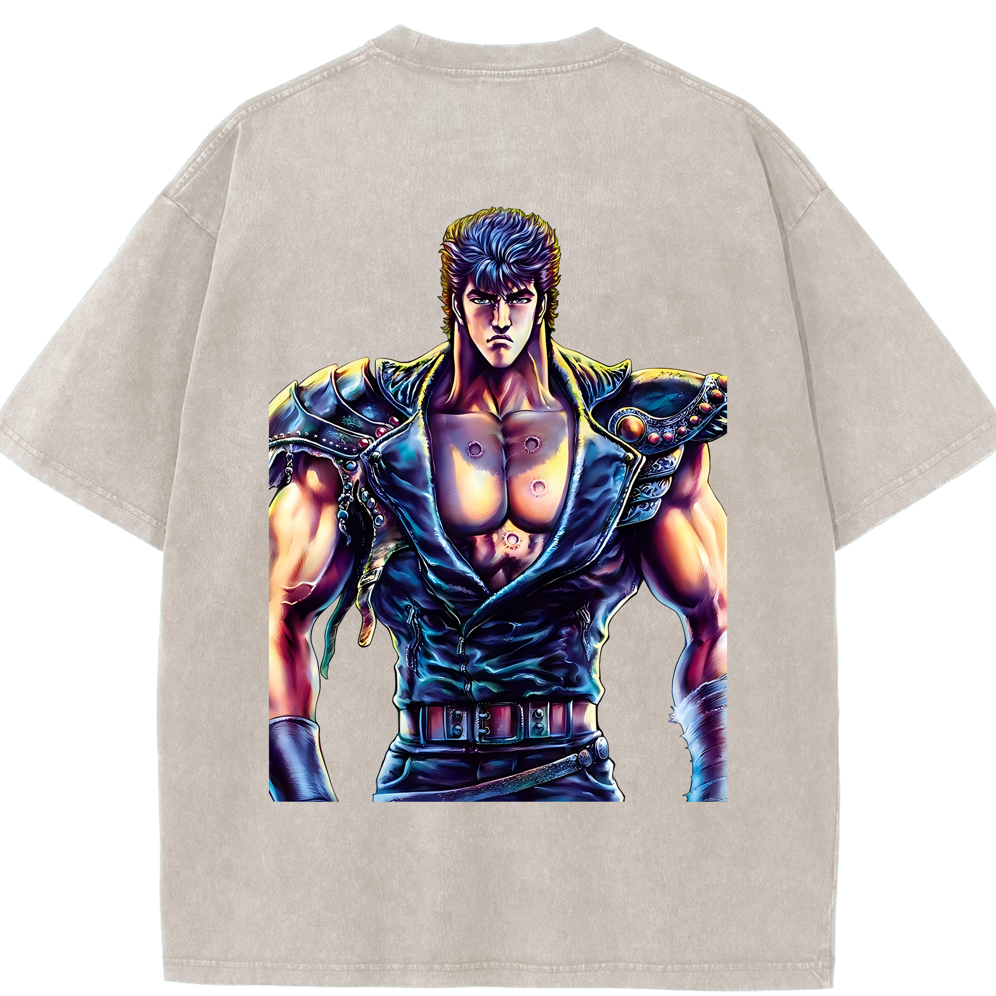 （画像用） 北斗の拳 Fist of the North Star 綿100% ヴィンテージ風 半袖Tシャツ（背面プリント）