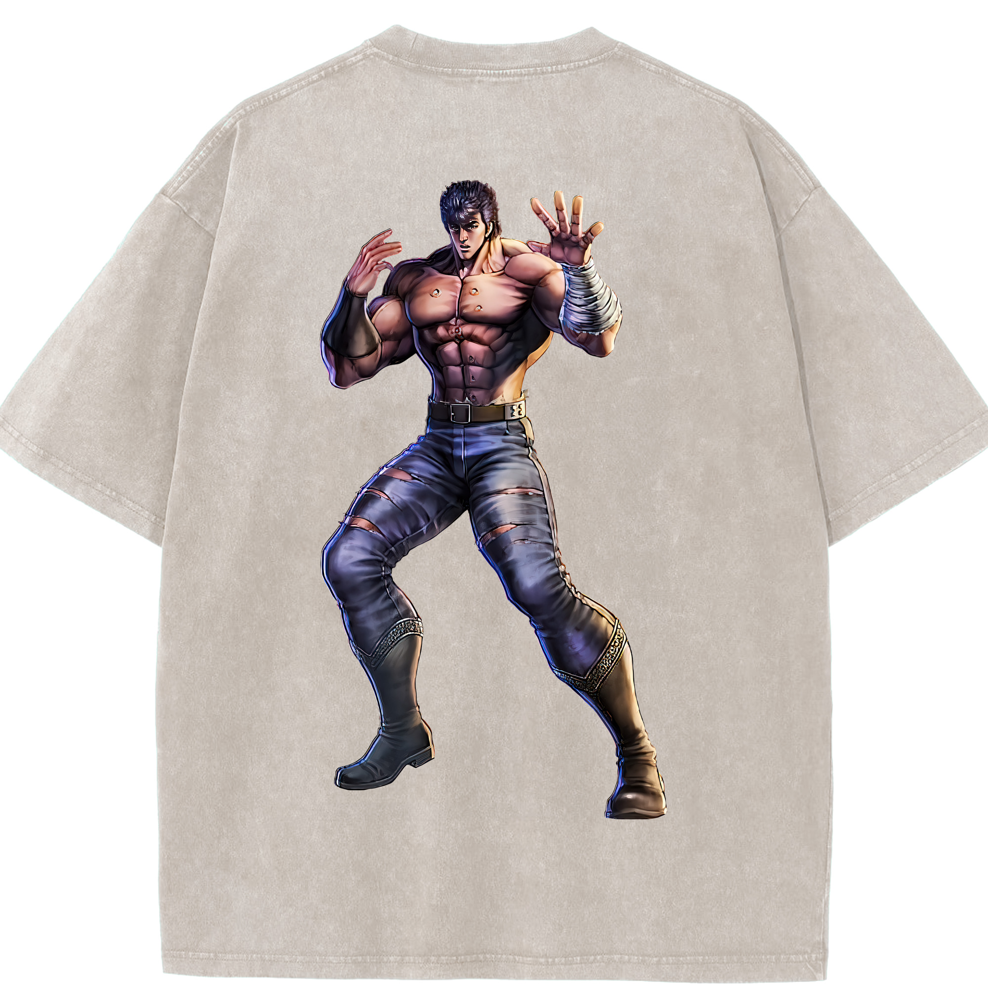 （画像用） 北斗の拳 Fist of the North Star 綿100% ヴィンテージ風 半袖Tシャツ（背面プリント）