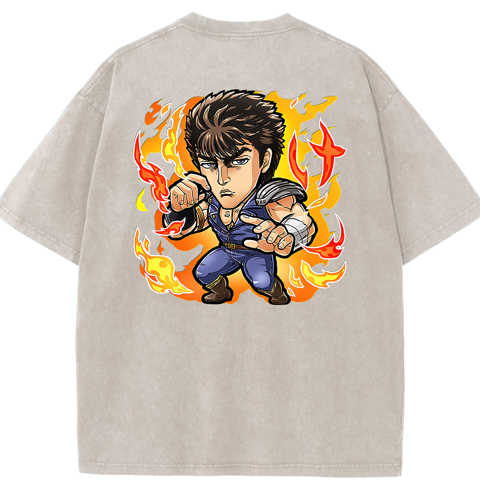 （画像用） 北斗の拳 Fist of the North Star 綿100% ヴィンテージ風 半袖Tシャツ（背面プリント）