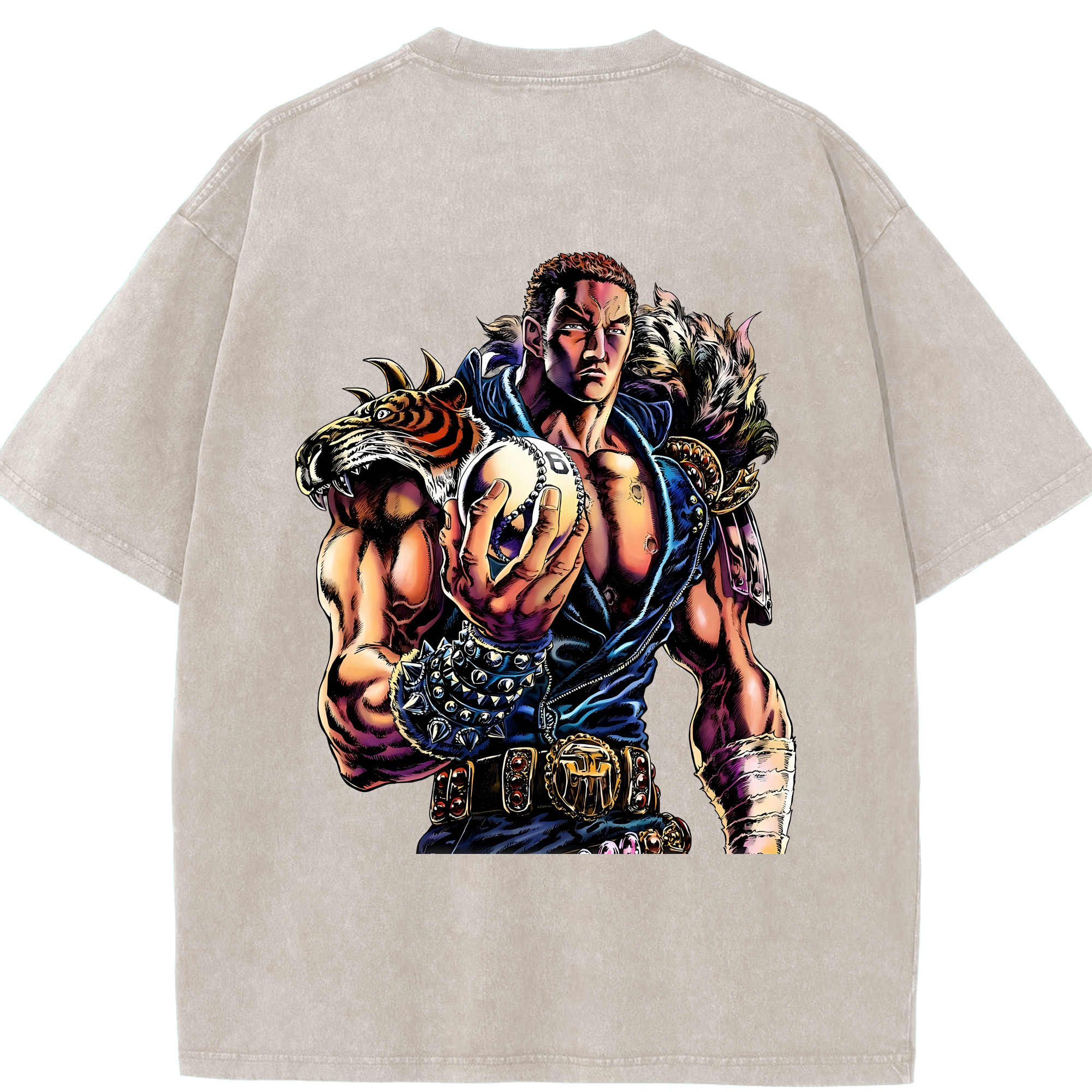 （画像用） 北斗の拳 Fist of the North Star 綿100% ヴィンテージ風 半袖Tシャツ（背面プリント）