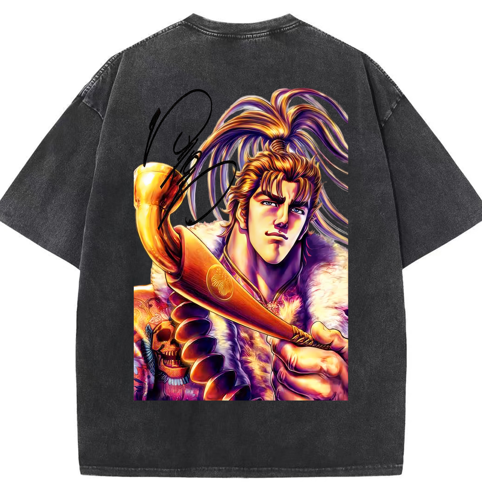 （画像用） 北斗の拳 Fist of the North Star 綿100% ヴィンテージ風 半袖Tシャツ（背面プリント）