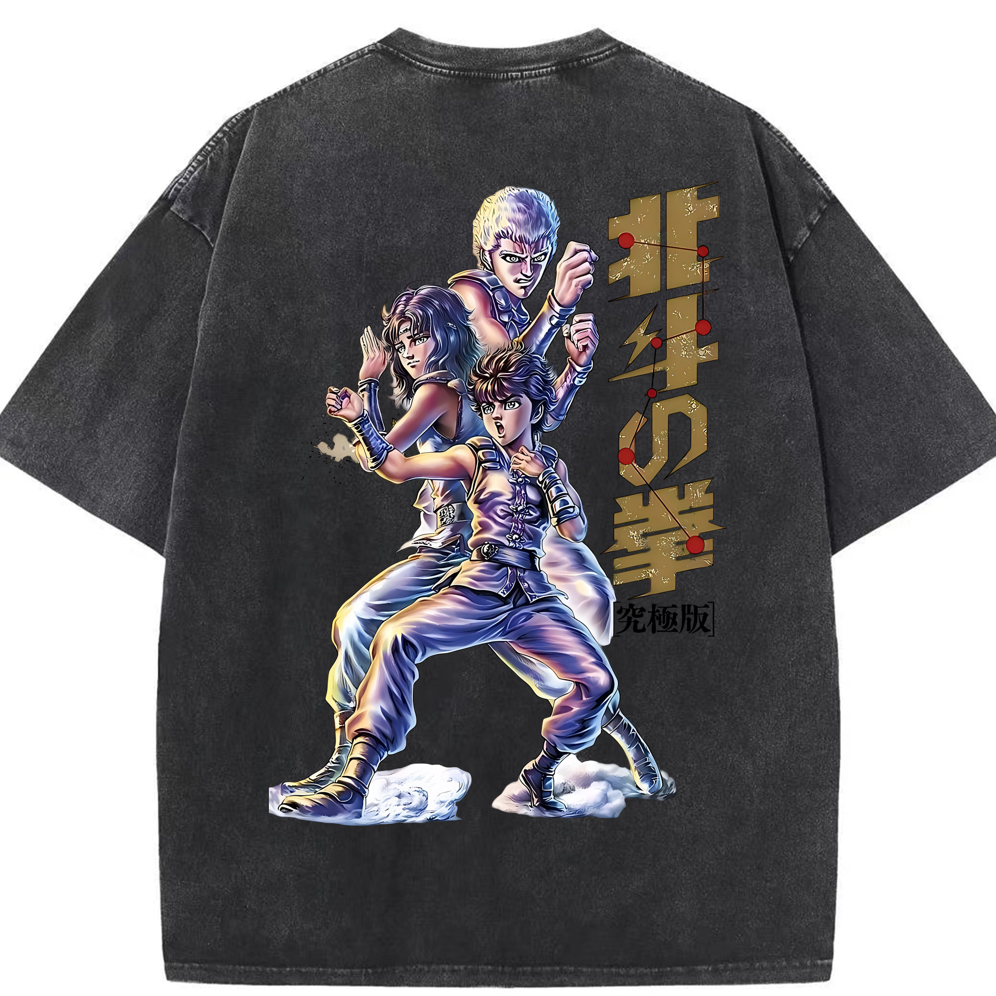 （画像用） 北斗の拳 Fist of the North Star 綿100% ヴィンテージ風 半袖Tシャツ（背面プリント）