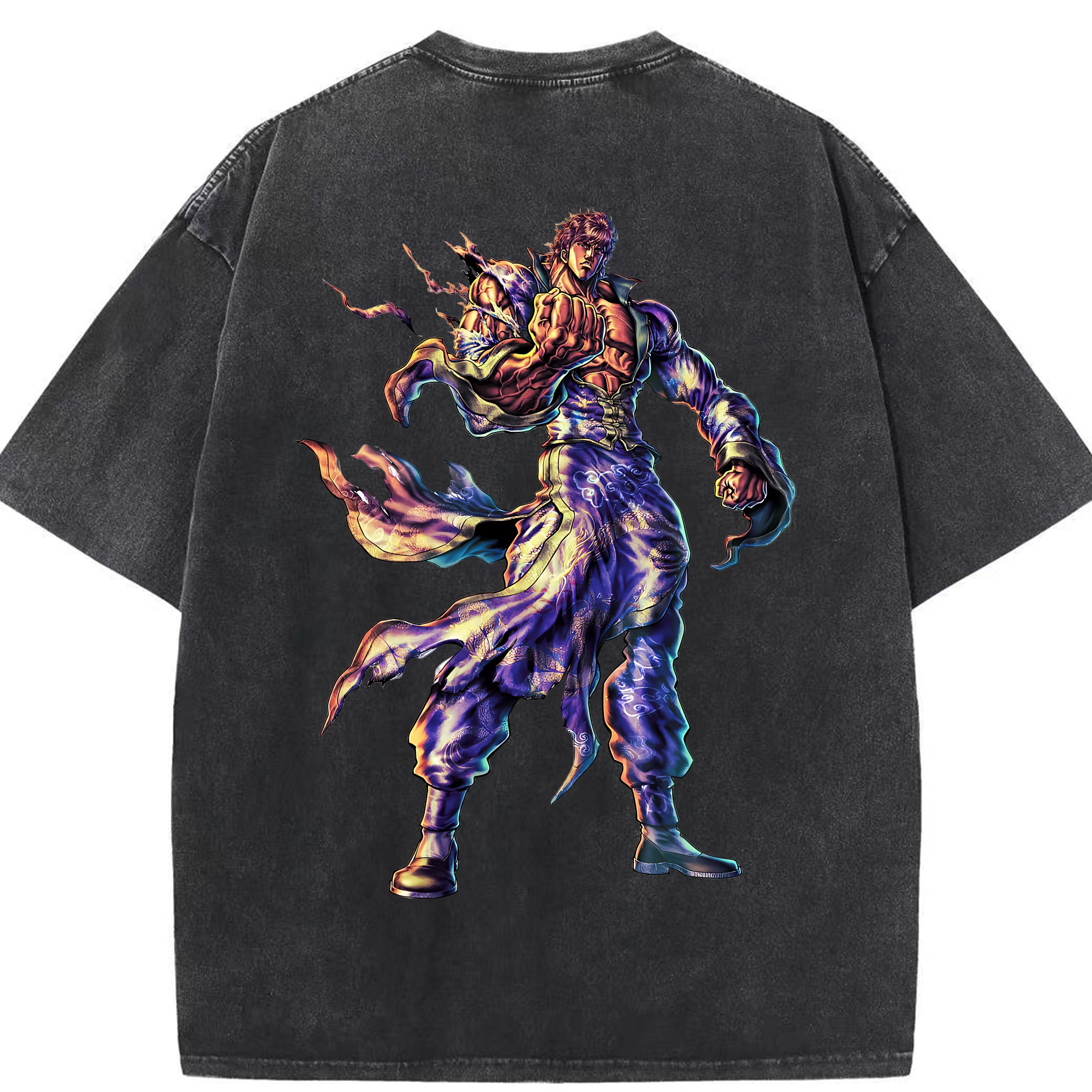 （画像用） 北斗の拳 Fist of the North Star 綿100% ヴィンテージ風 半袖Tシャツ（背面プリント）