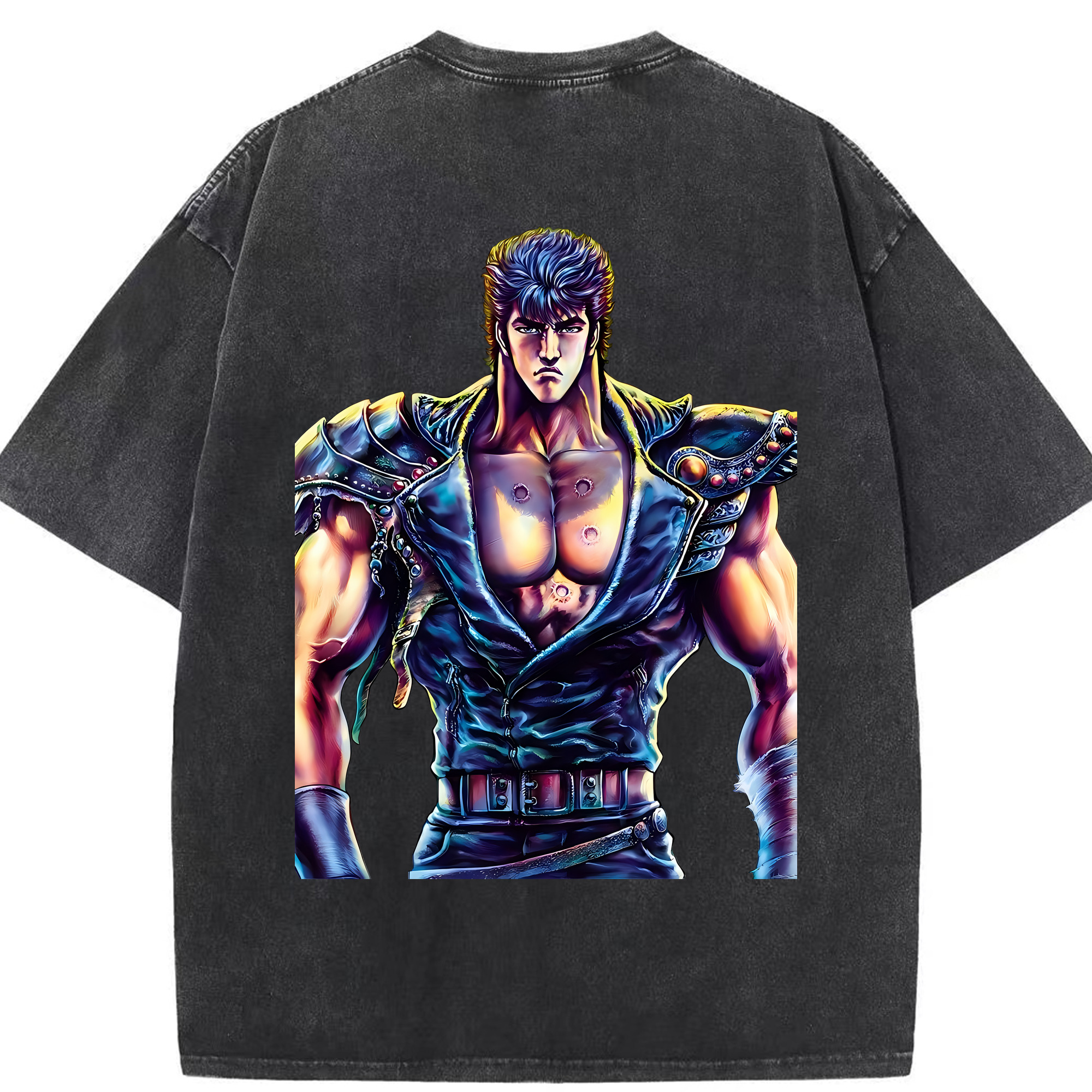 （画像用） 北斗の拳 Fist of the North Star 綿100% ヴィンテージ風 半袖Tシャツ（背面プリント）