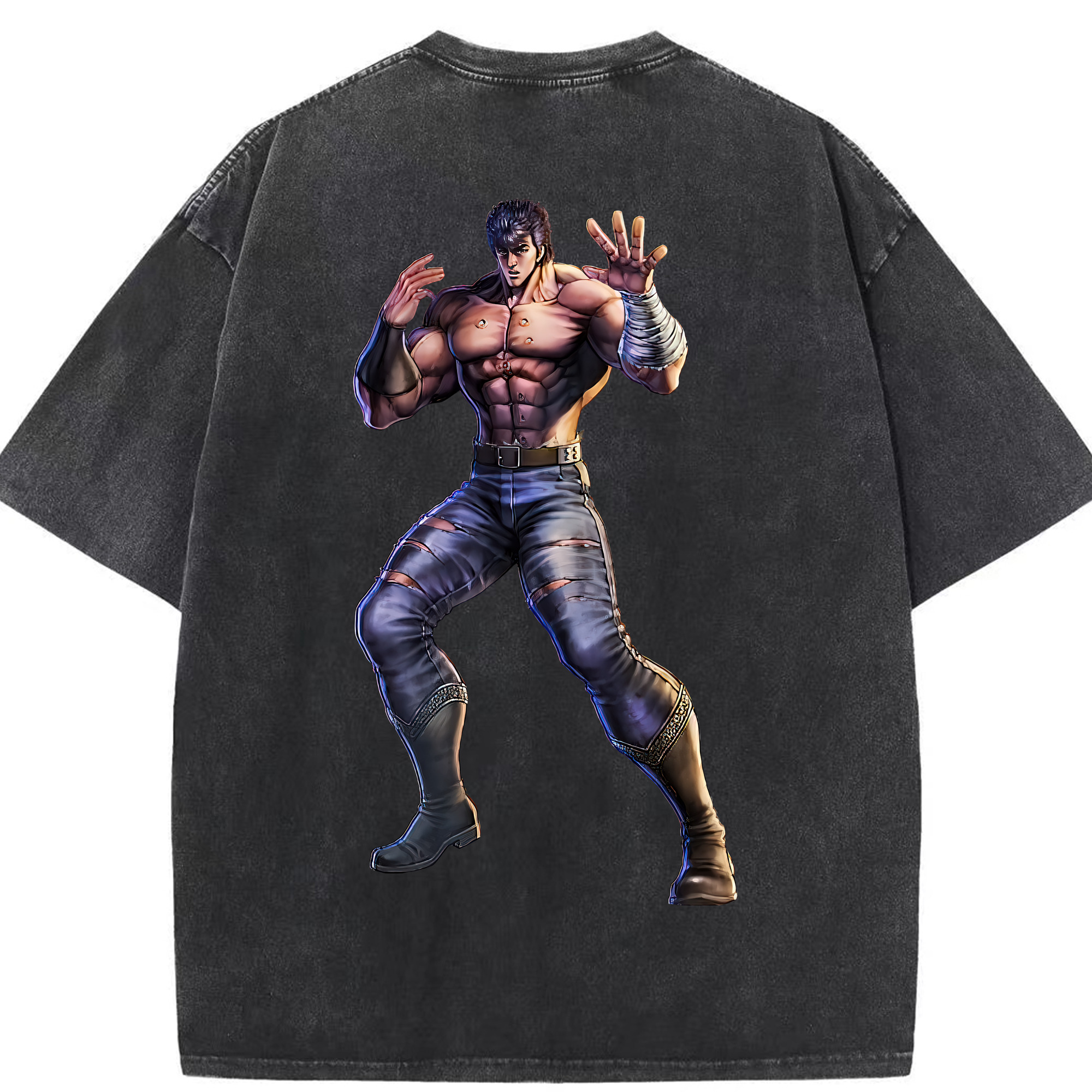 （画像用） 北斗の拳 Fist of the North Star 綿100% ヴィンテージ風 半袖Tシャツ（背面プリント）