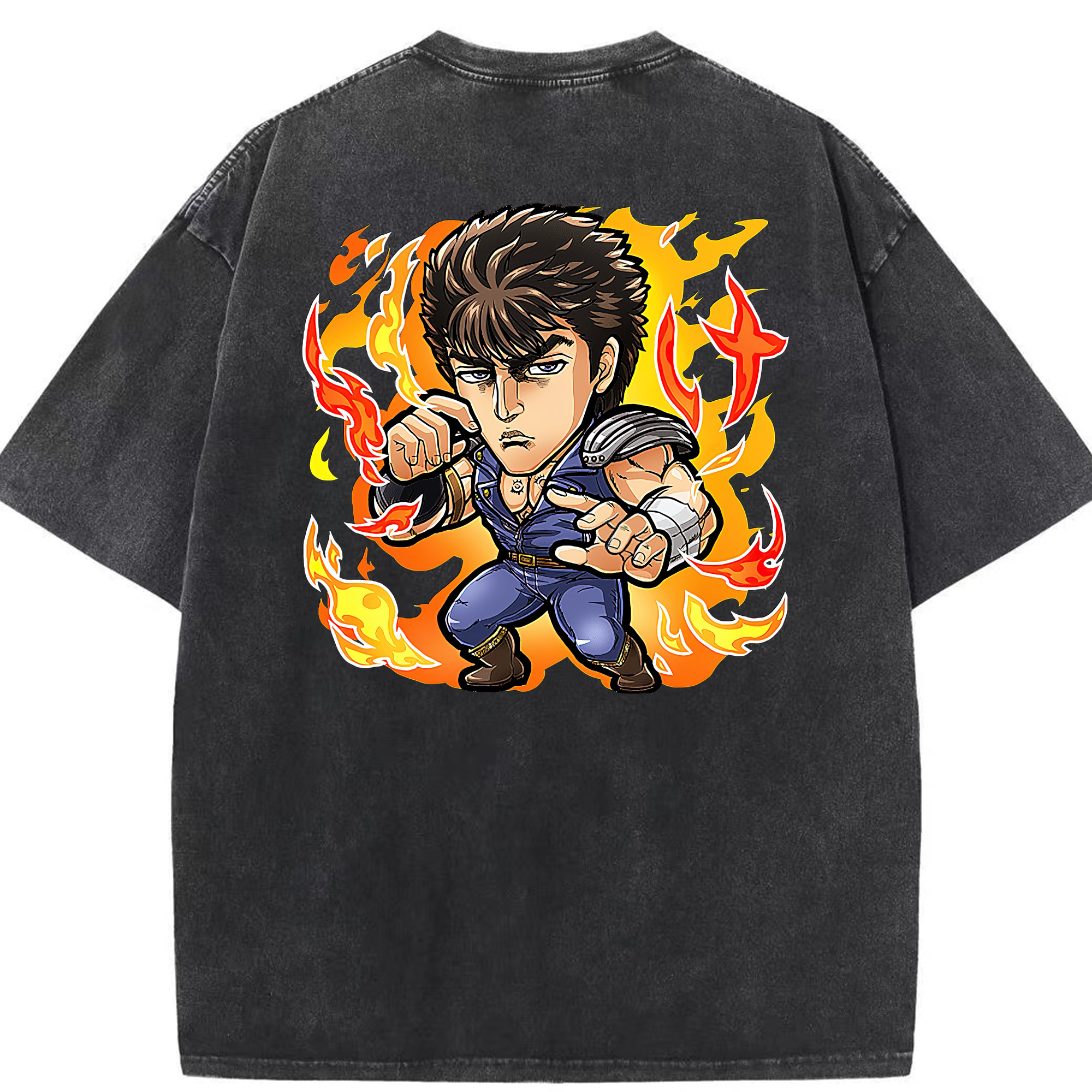 （画像用） 北斗の拳 Fist of the North Star 綿100% ヴィンテージ風 半袖Tシャツ（背面プリント）