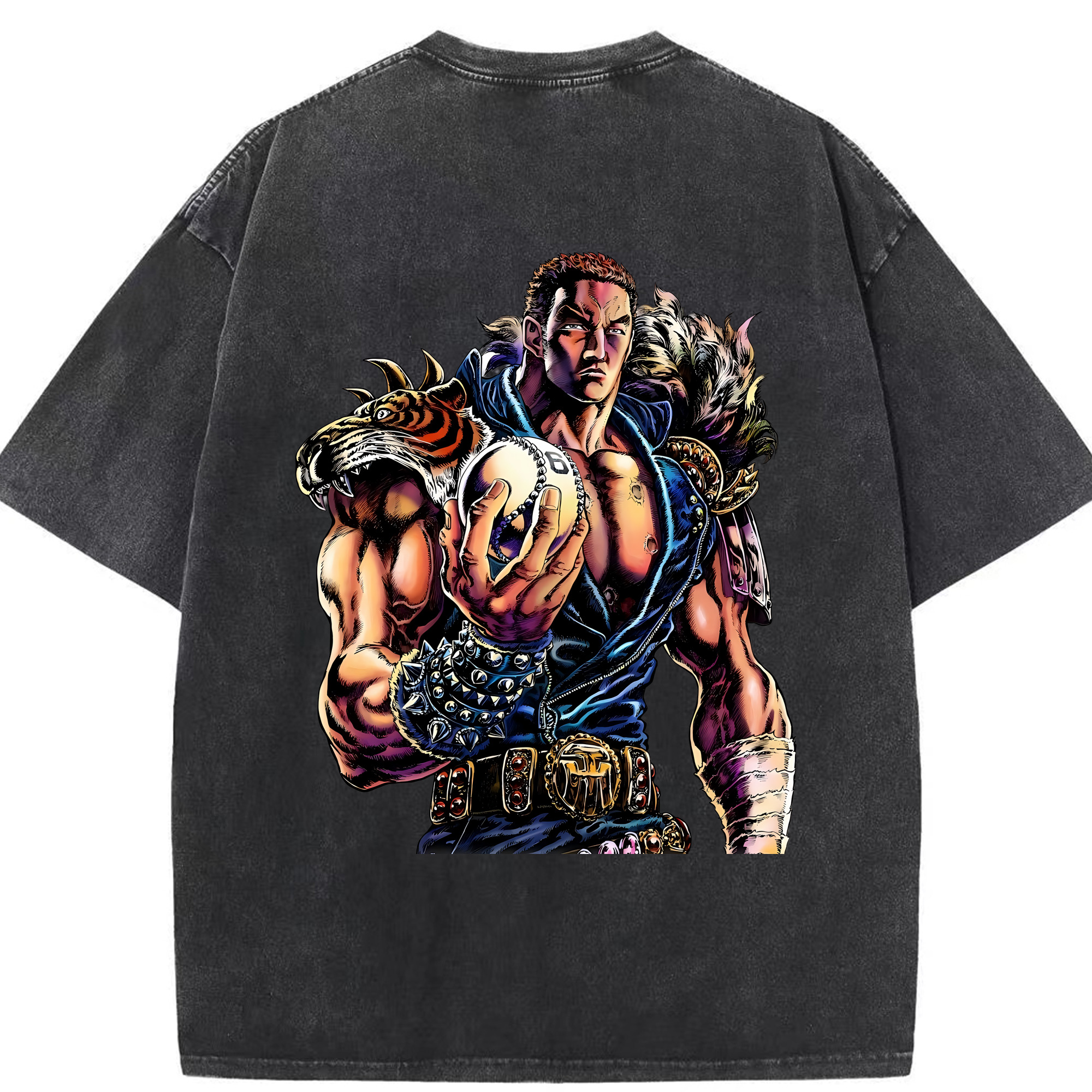 （画像用） 北斗の拳 Fist of the North Star 綿100% ヴィンテージ風 半袖Tシャツ（背面プリント）