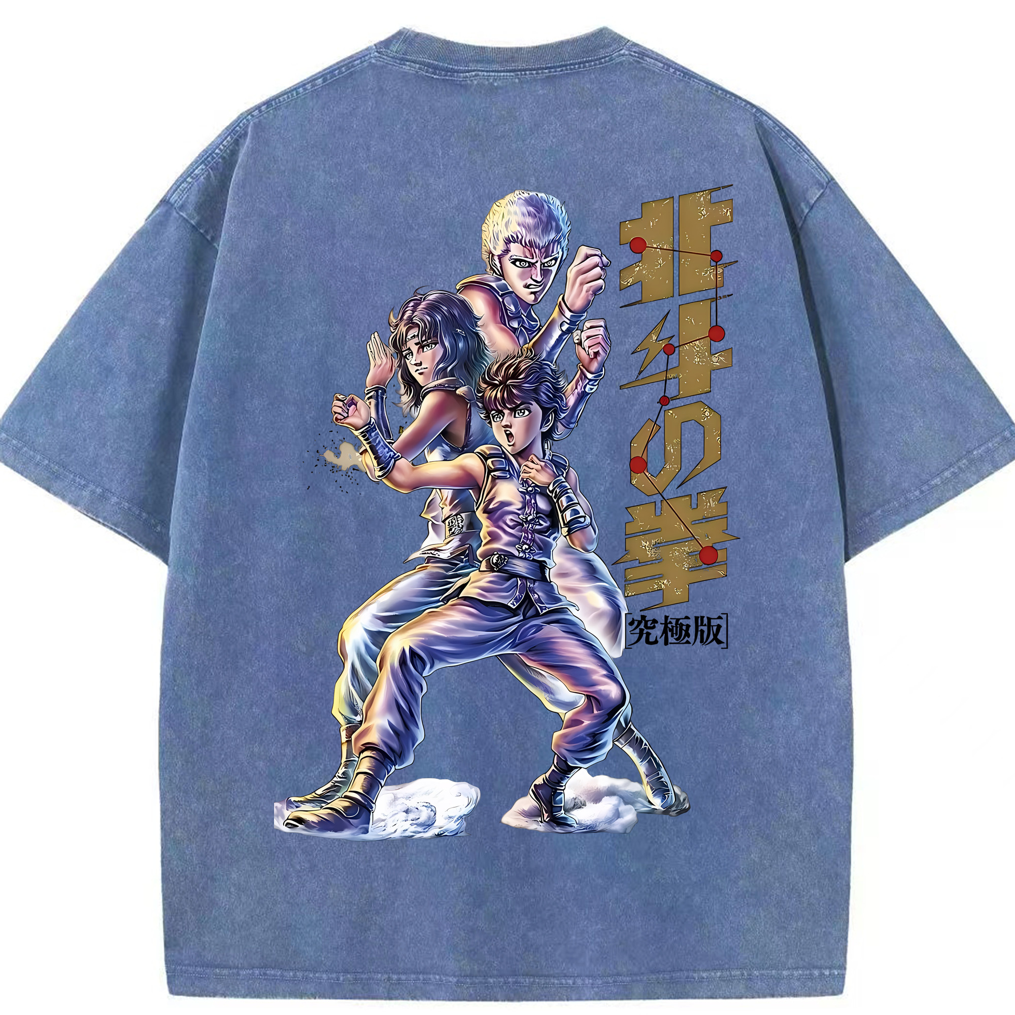 （画像用） 北斗の拳 Fist of the North Star 綿100% ヴィンテージ風 半袖Tシャツ（背面プリント）