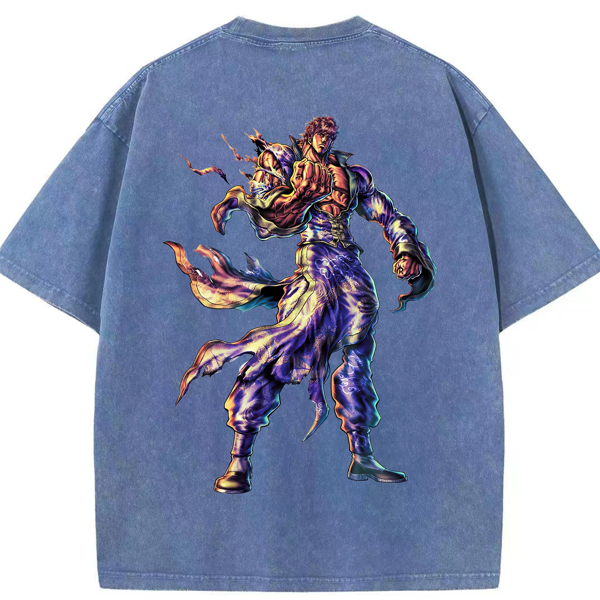 （画像用） 北斗の拳 Fist of the North Star 綿100% ヴィンテージ風 半袖Tシャツ（背面プリント）
