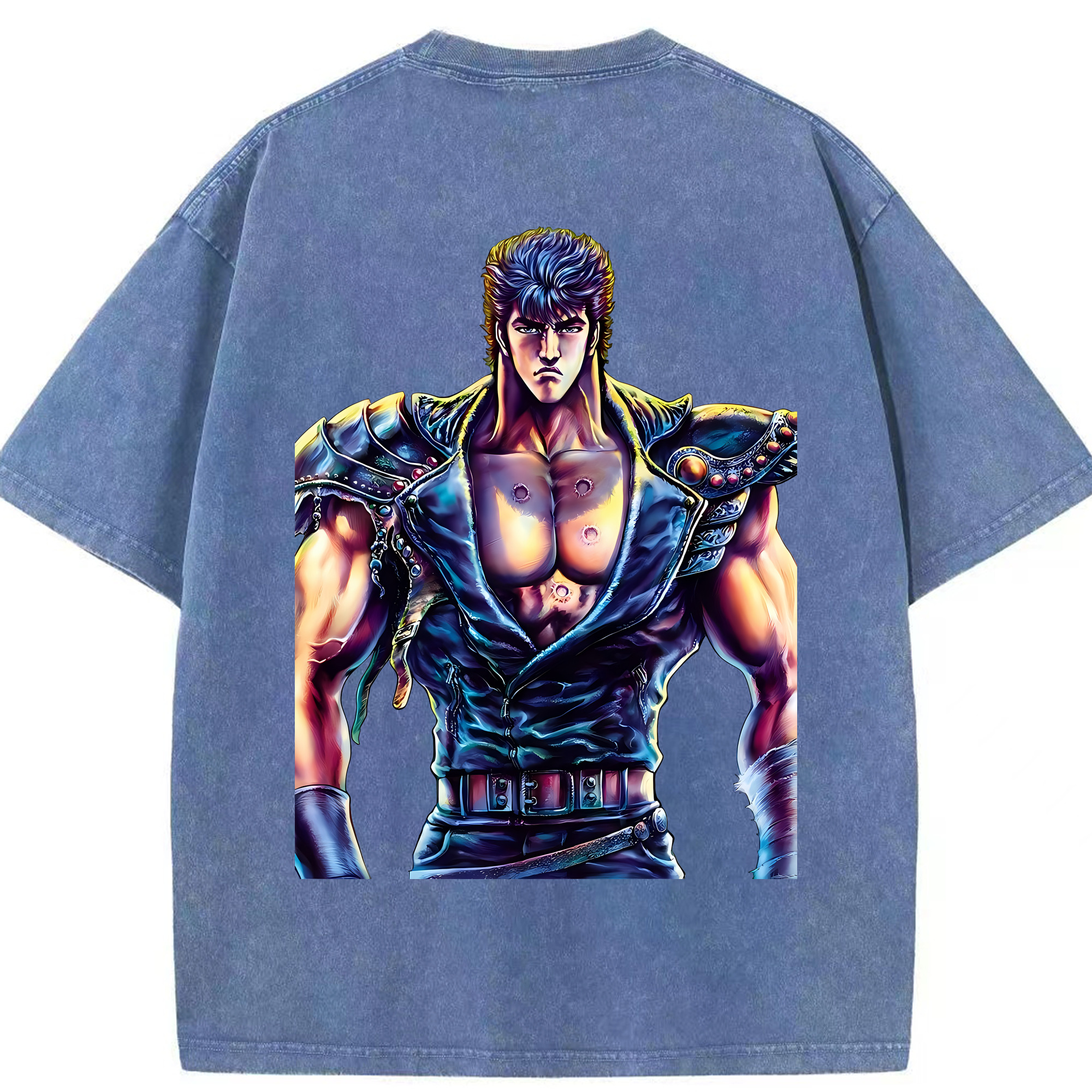 （画像用） 北斗の拳 Fist of the North Star 綿100% ヴィンテージ風 半袖Tシャツ（背面プリント）