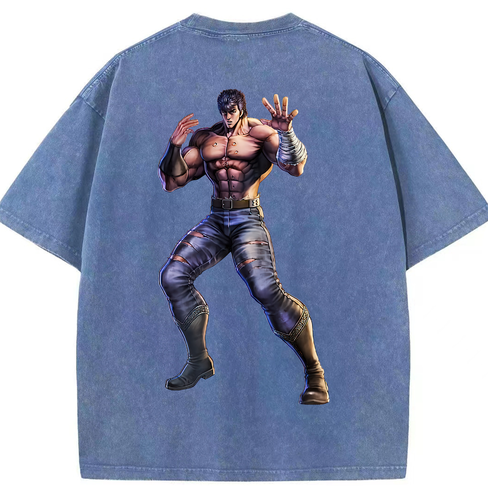 （画像用） 北斗の拳 Fist of the North Star 綿100% ヴィンテージ風 半袖Tシャツ（背面プリント）