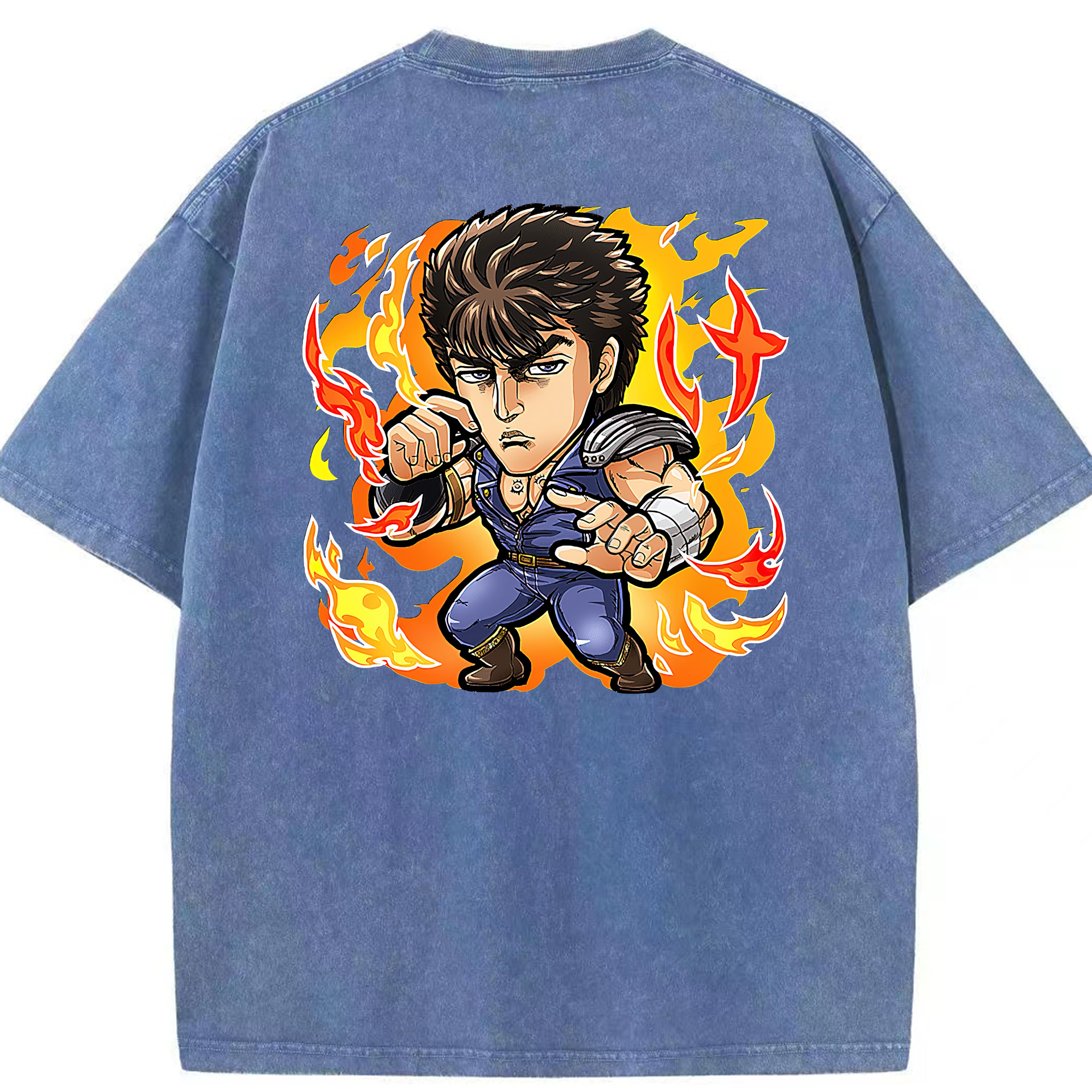 （画像用） 北斗の拳 Fist of the North Star 綿100% ヴィンテージ風 半袖Tシャツ（背面プリント）