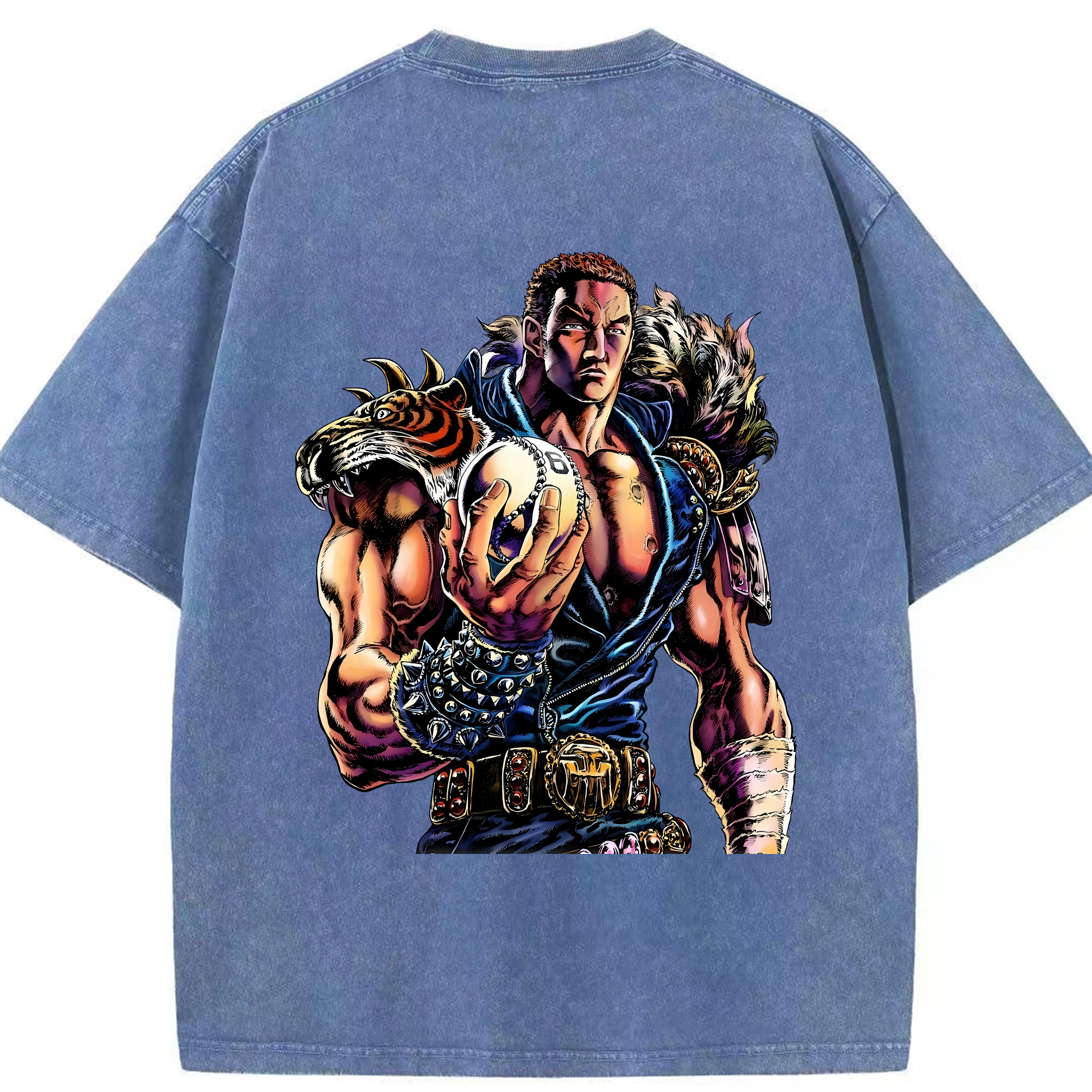（画像用） 北斗の拳 Fist of the North Star 綿100% ヴィンテージ風 半袖Tシャツ（背面プリント）