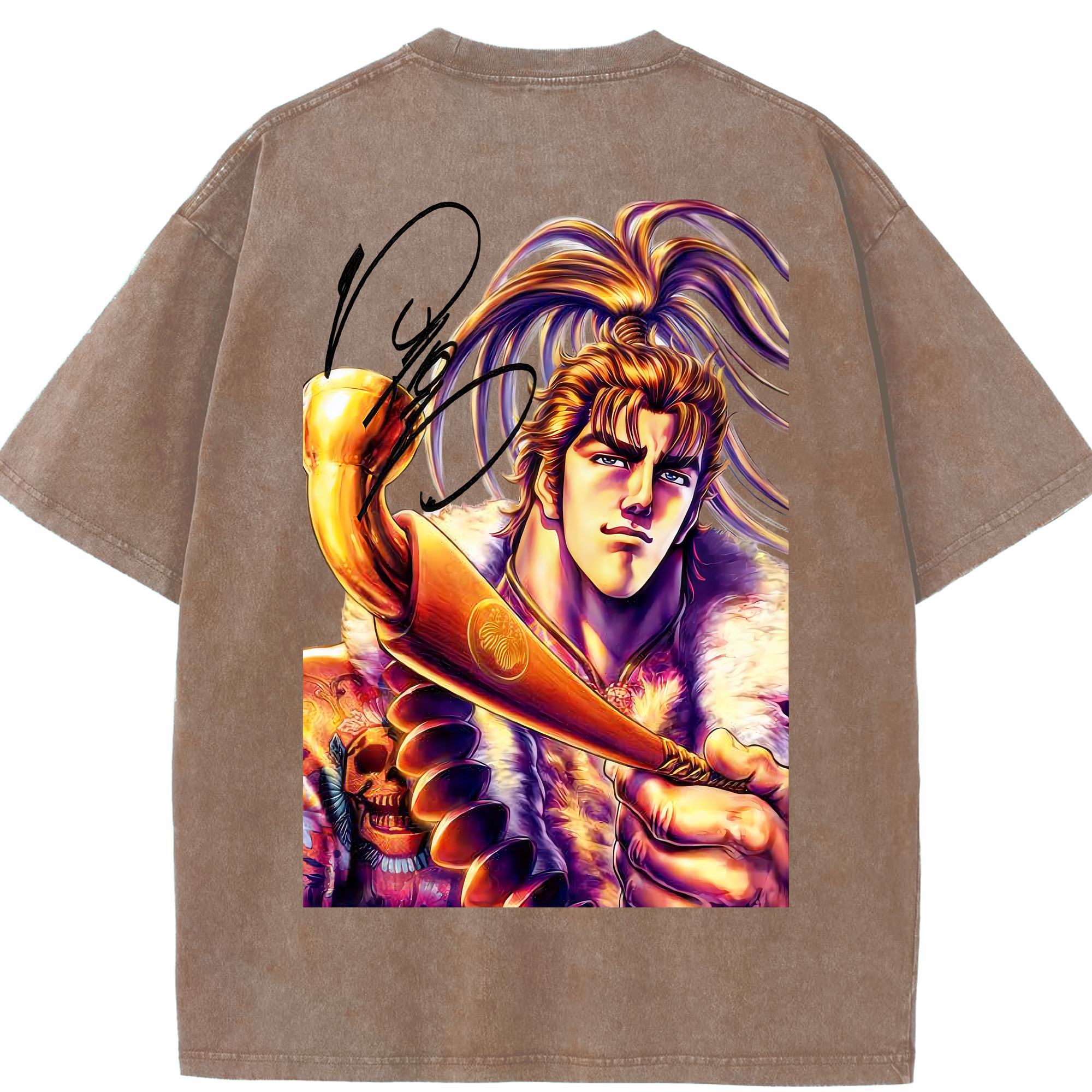 （画像用） 北斗の拳 Fist of the North Star 綿100% ヴィンテージ風 半袖Tシャツ（背面プリント）