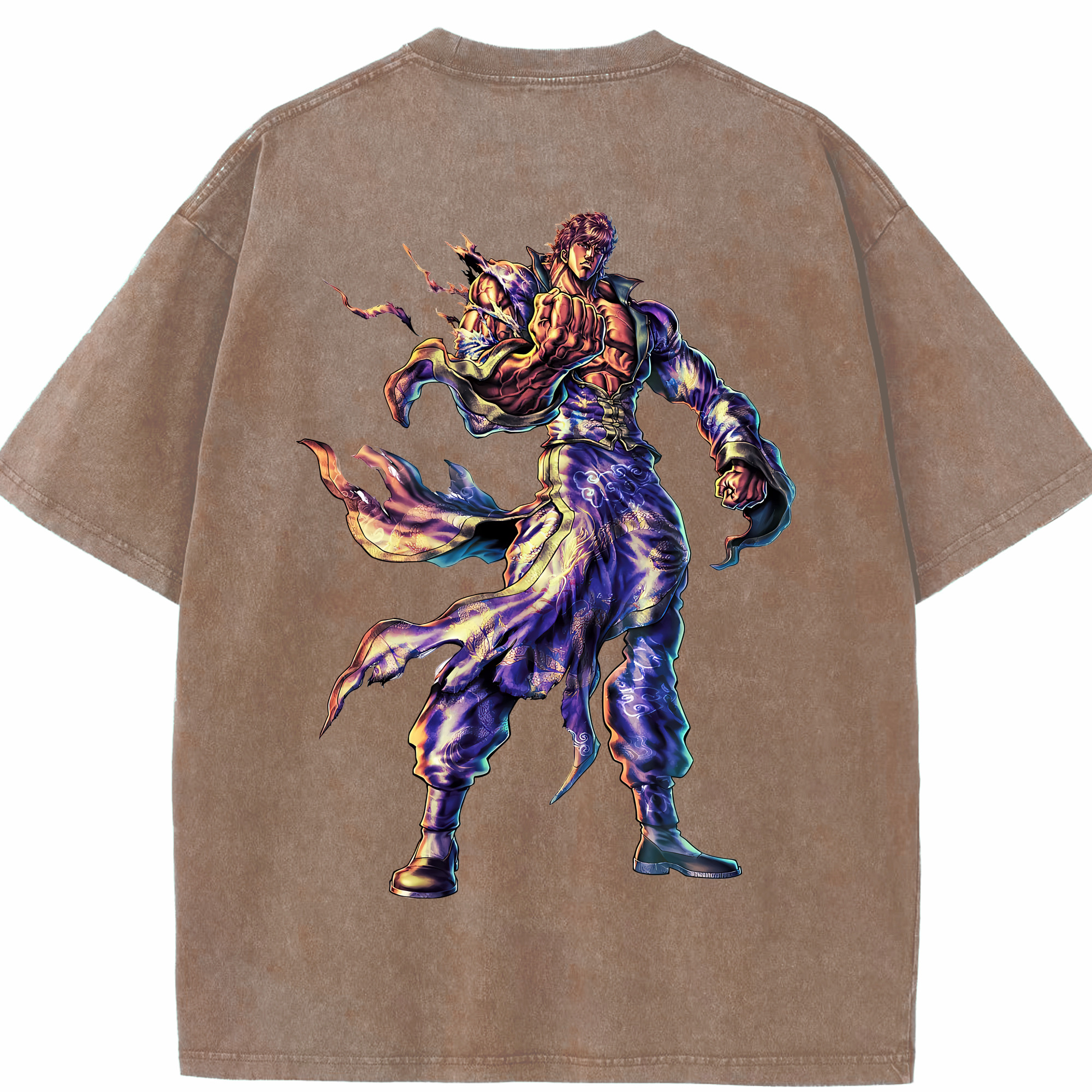 （画像用） 北斗の拳 Fist of the North Star 綿100% ヴィンテージ風 半袖Tシャツ（背面プリント）