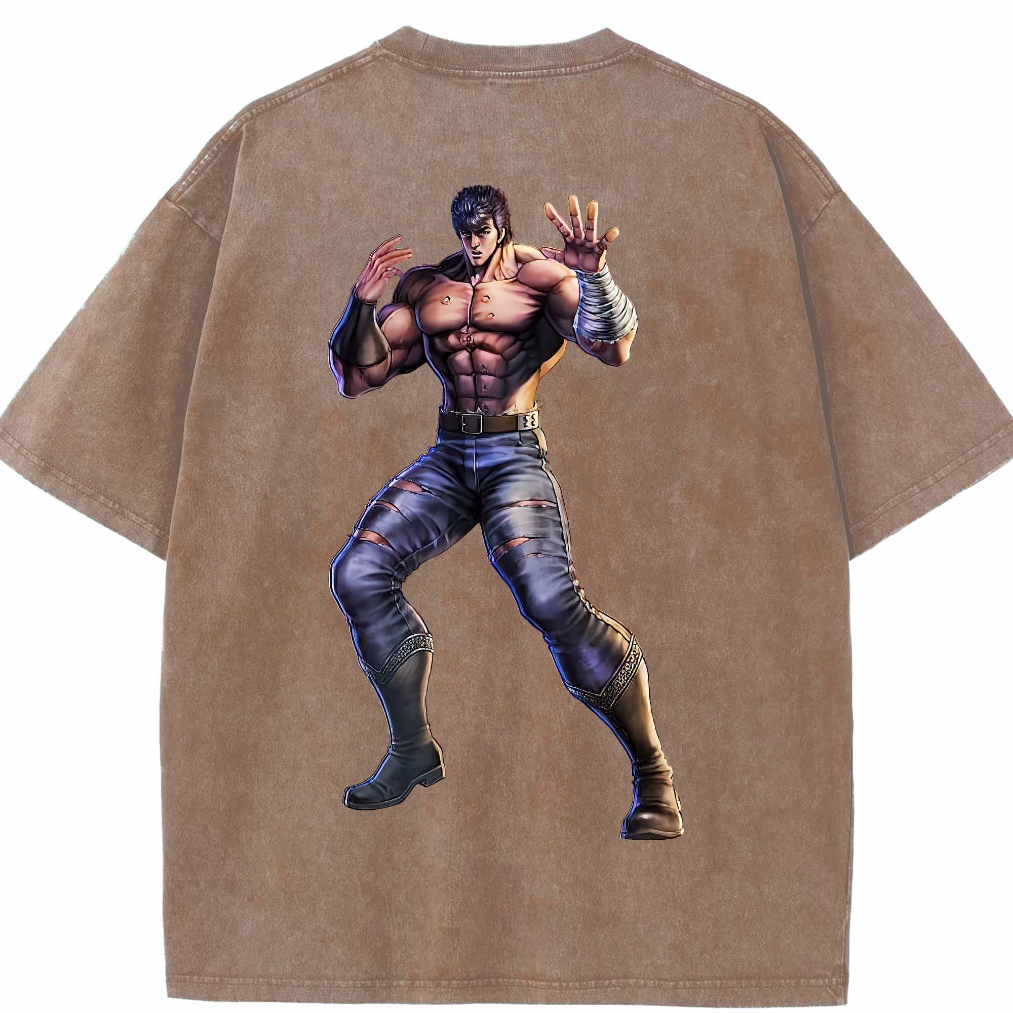 （画像用） 北斗の拳 Fist of the North Star 綿100% ヴィンテージ風 半袖Tシャツ（背面プリント）