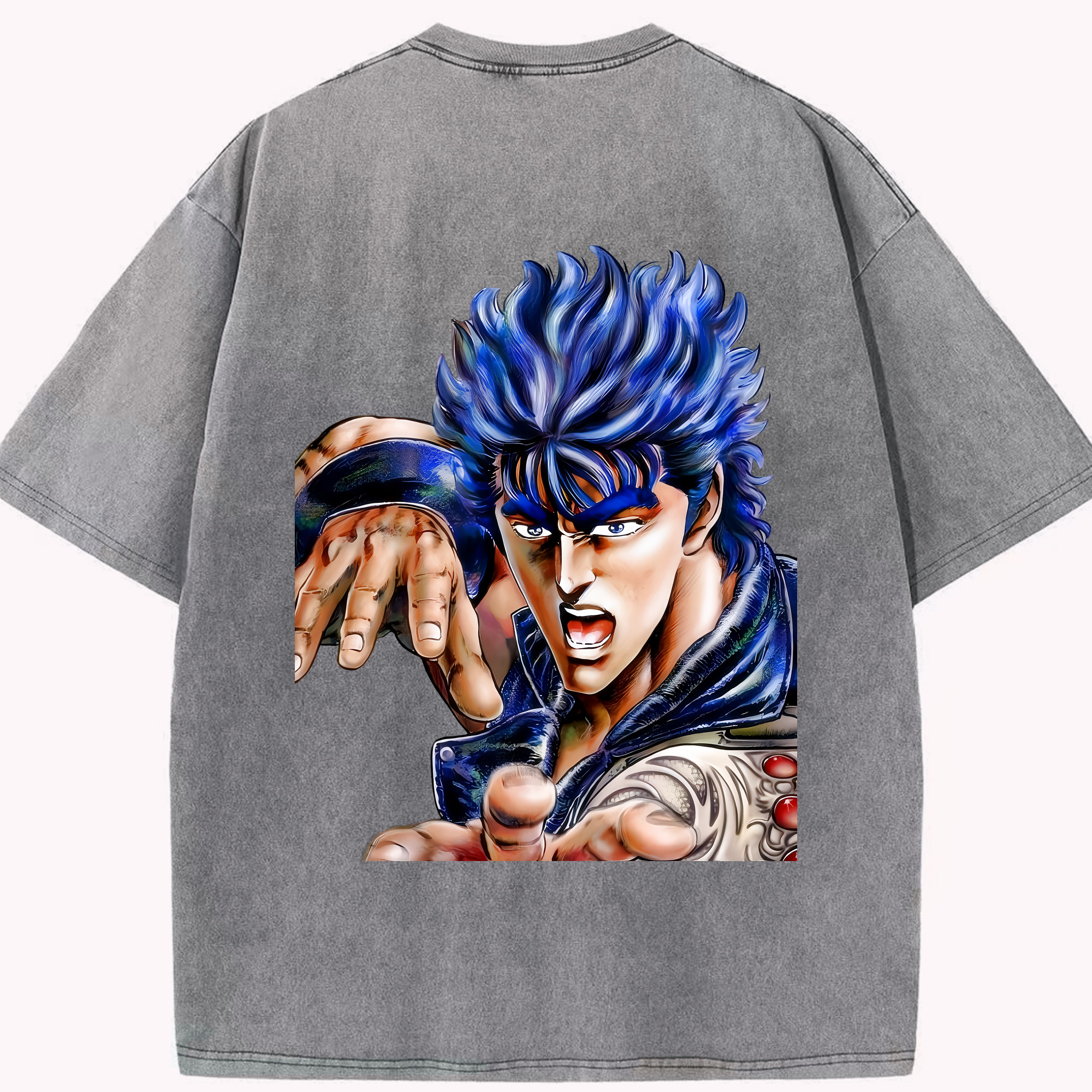 （画像用） 北斗の拳 Fist of the North Star 綿100% ヴィンテージ風 半袖Tシャツ（背面プリント）