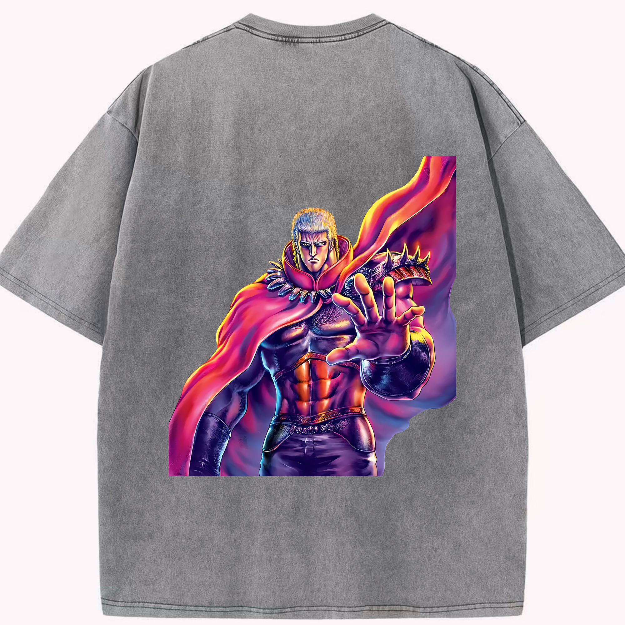 （画像用） 北斗の拳 Fist of the North Star 綿100% ヴィンテージ風 半袖Tシャツ（背面プリント）
