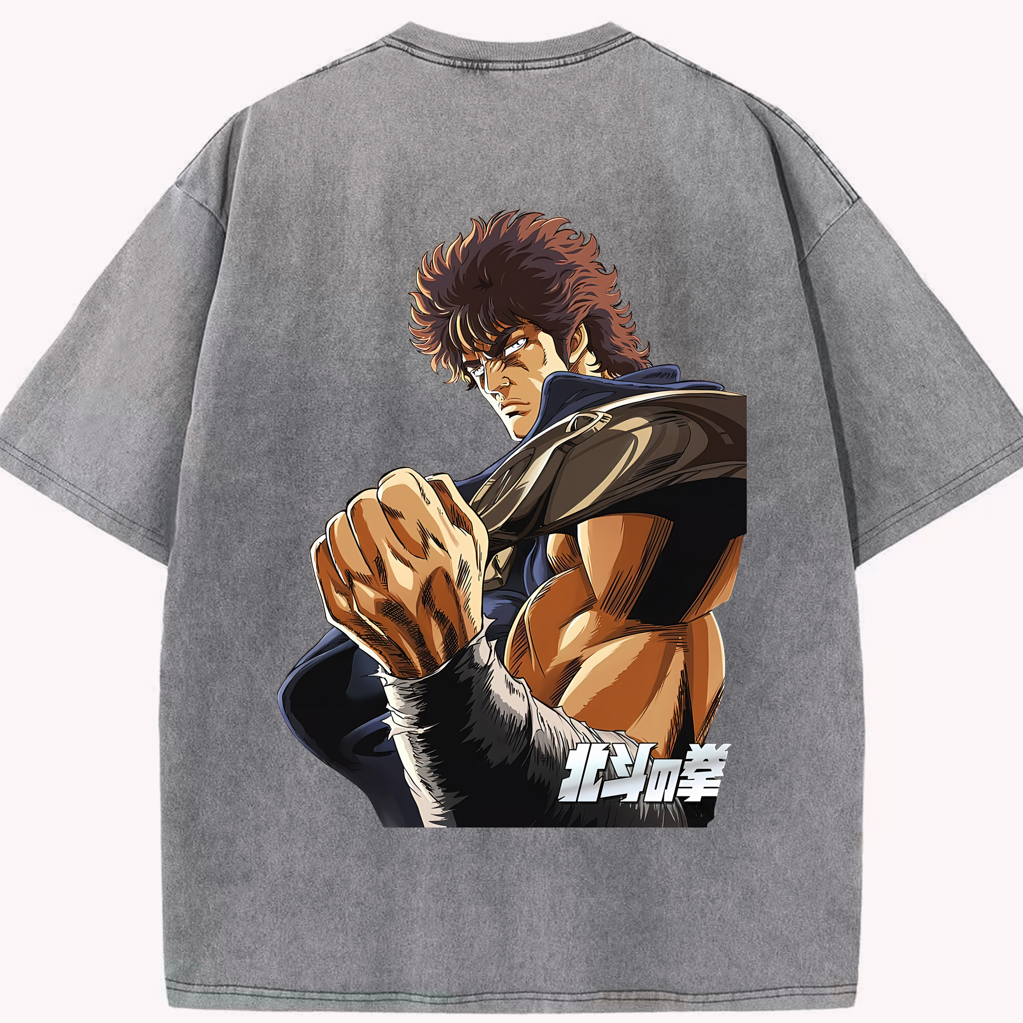 （画像用） 北斗の拳 Fist of the North Star 綿100% ヴィンテージ風 半袖Tシャツ（背面プリント）