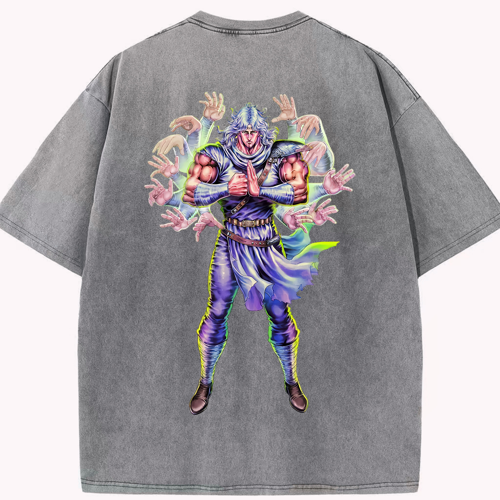 （画像用） 北斗の拳 Fist of the North Star 綿100% ヴィンテージ風 半袖Tシャツ（背面プリント）