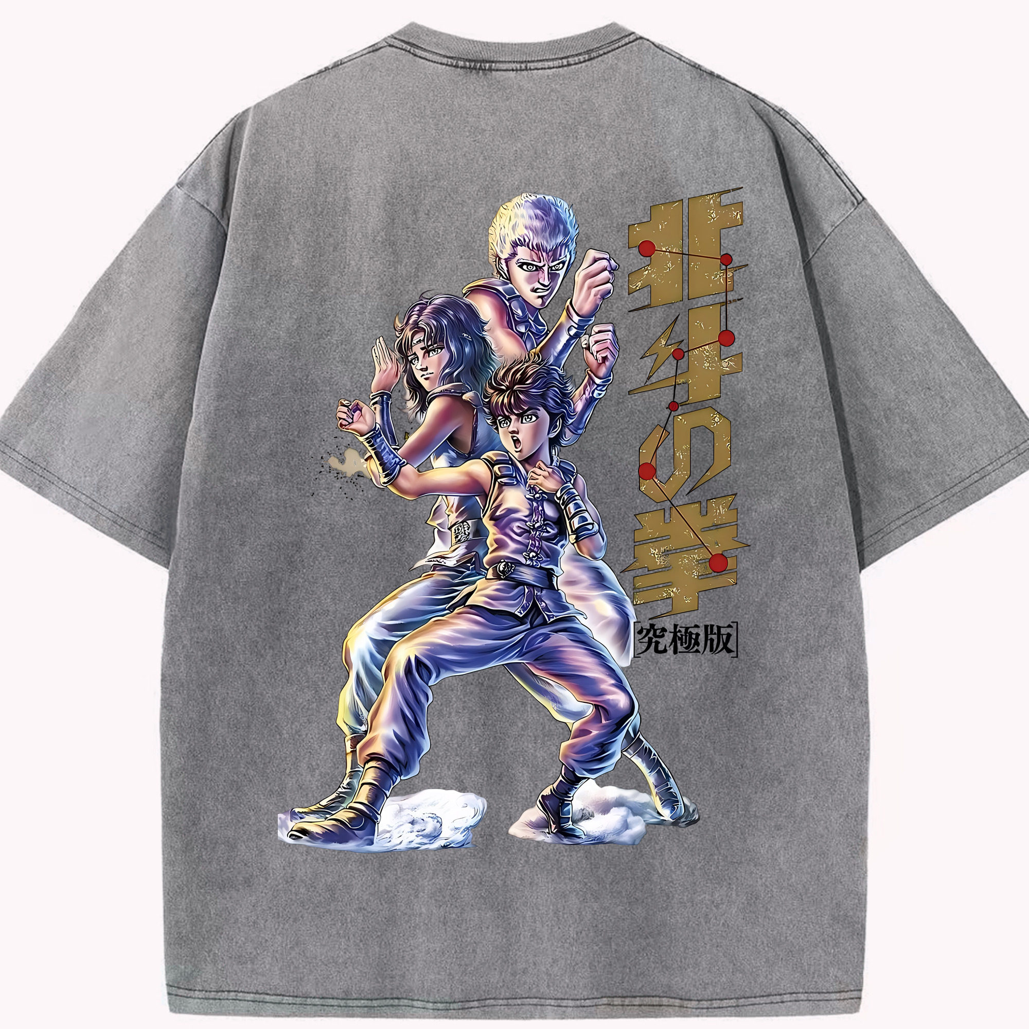 （画像用） 北斗の拳 Fist of the North Star 綿100% ヴィンテージ風 半袖Tシャツ（背面プリント）