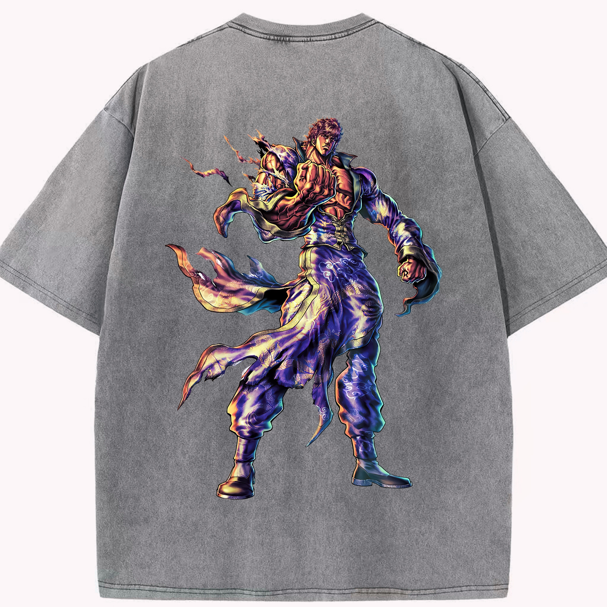 （画像用） 北斗の拳 Fist of the North Star 綿100% ヴィンテージ風 半袖Tシャツ（背面プリント）