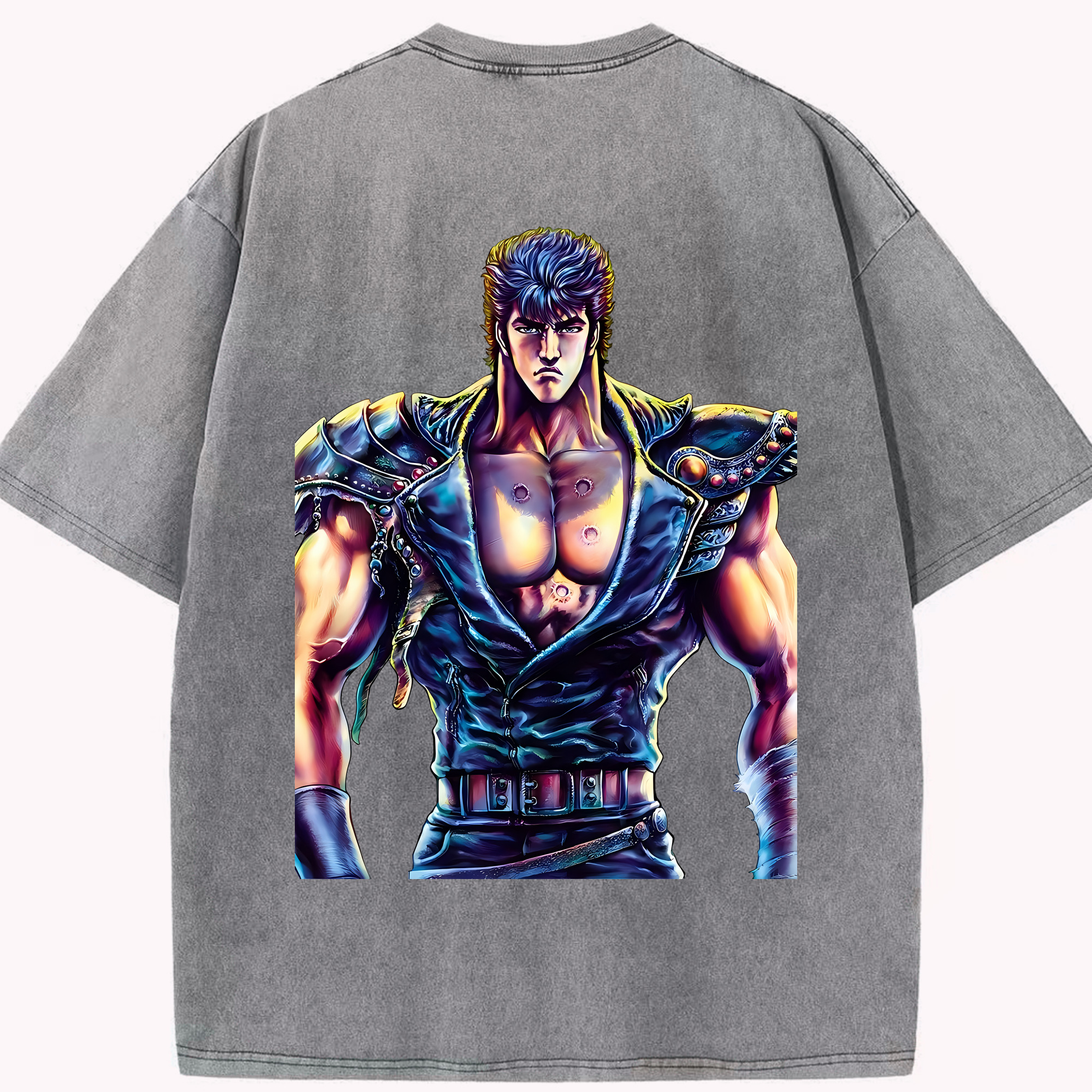 （画像用） 北斗の拳 Fist of the North Star 綿100% ヴィンテージ風 半袖Tシャツ（背面プリント）