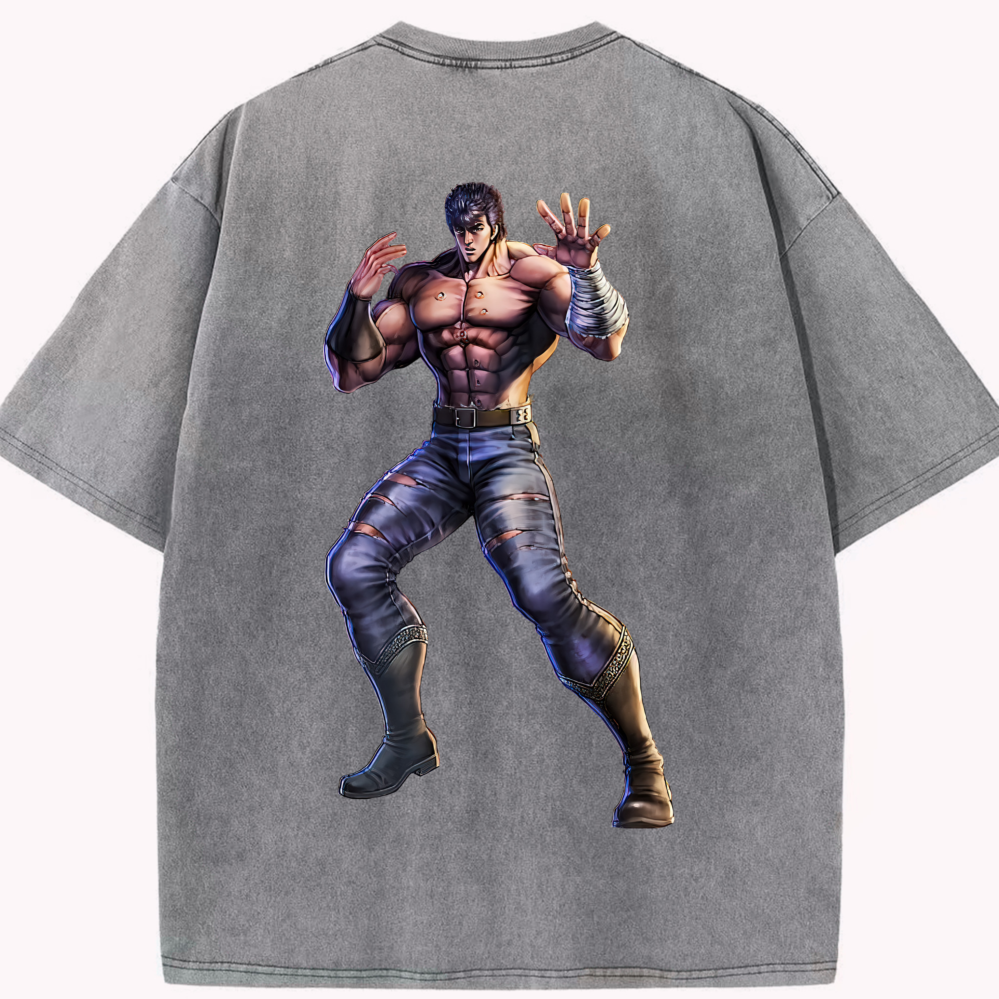 （画像用） 北斗の拳 Fist of the North Star 綿100% ヴィンテージ風 半袖Tシャツ（背面プリント）
