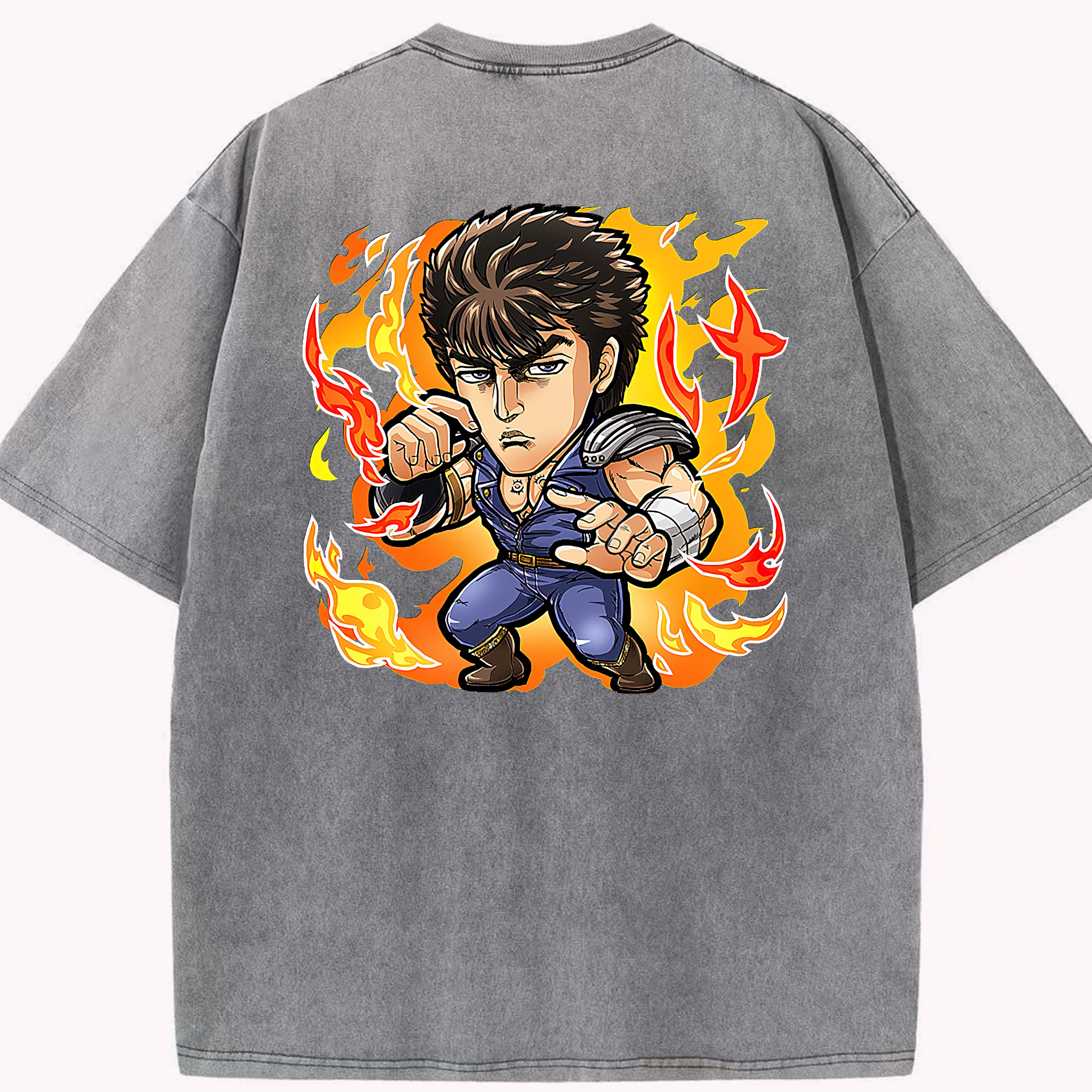 （画像用） 北斗の拳 Fist of the North Star 綿100% ヴィンテージ風 半袖Tシャツ（背面プリント）