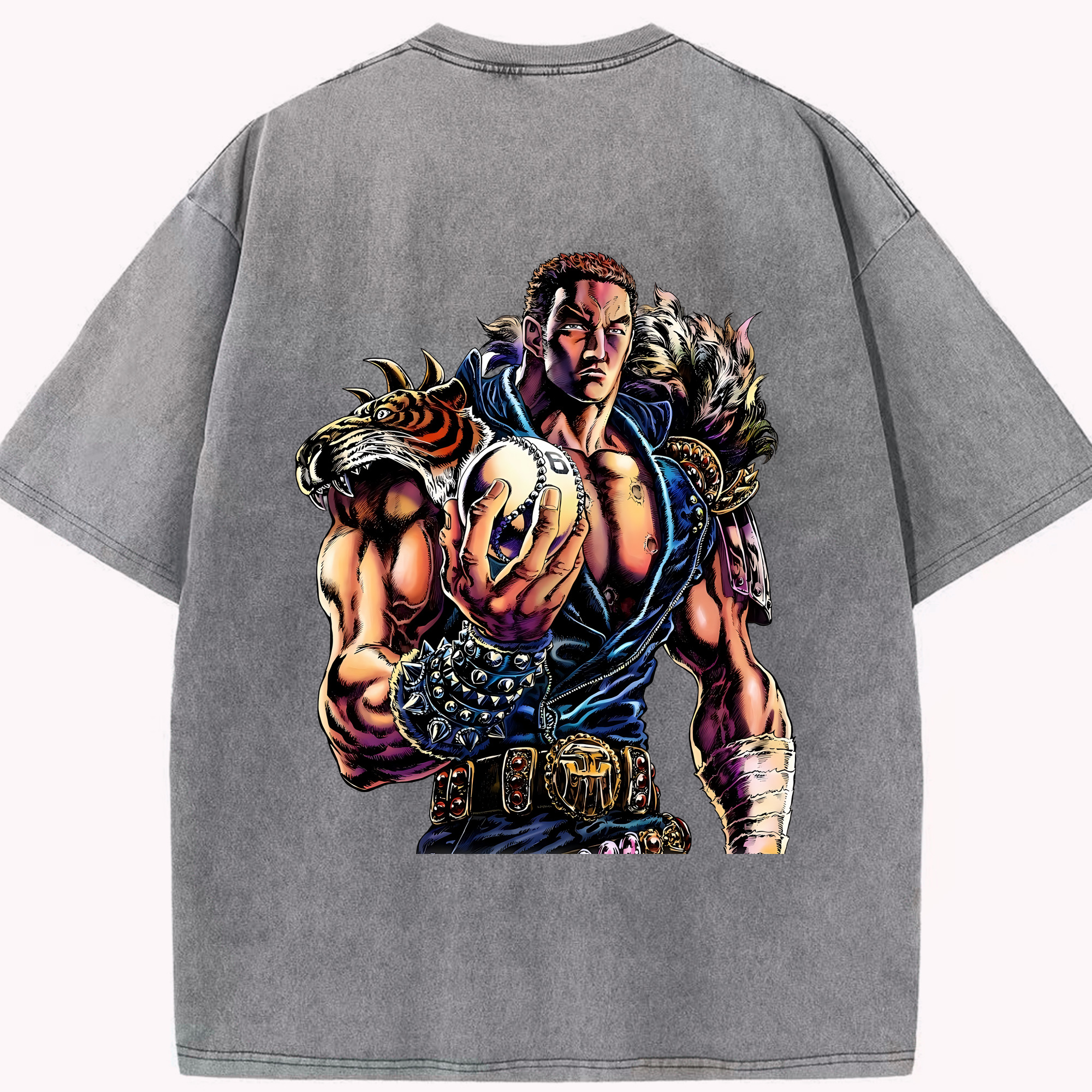 （画像用） 北斗の拳 Fist of the North Star 綿100% ヴィンテージ風 半袖Tシャツ（背面プリント）