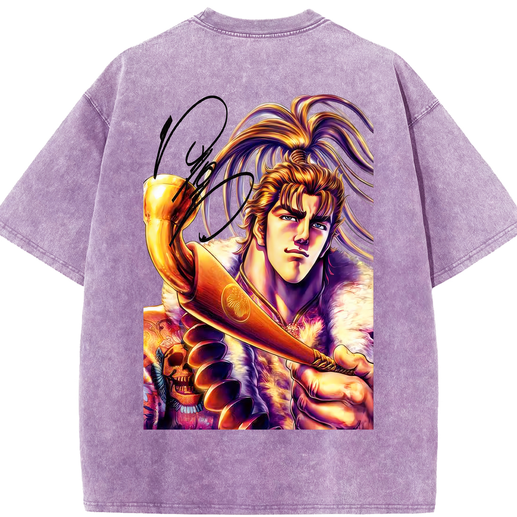 （画像用） 北斗の拳 Fist of the North Star 綿100% ヴィンテージ風 半袖Tシャツ（背面プリント）