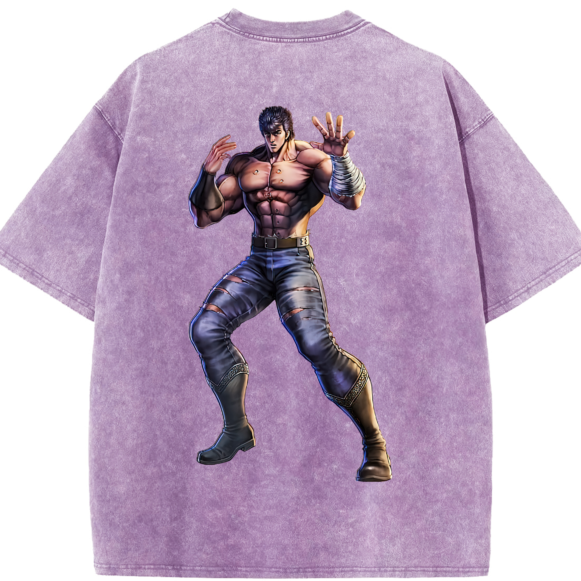 （画像用） 北斗の拳 Fist of the North Star 綿100% ヴィンテージ風 半袖Tシャツ（背面プリント）
