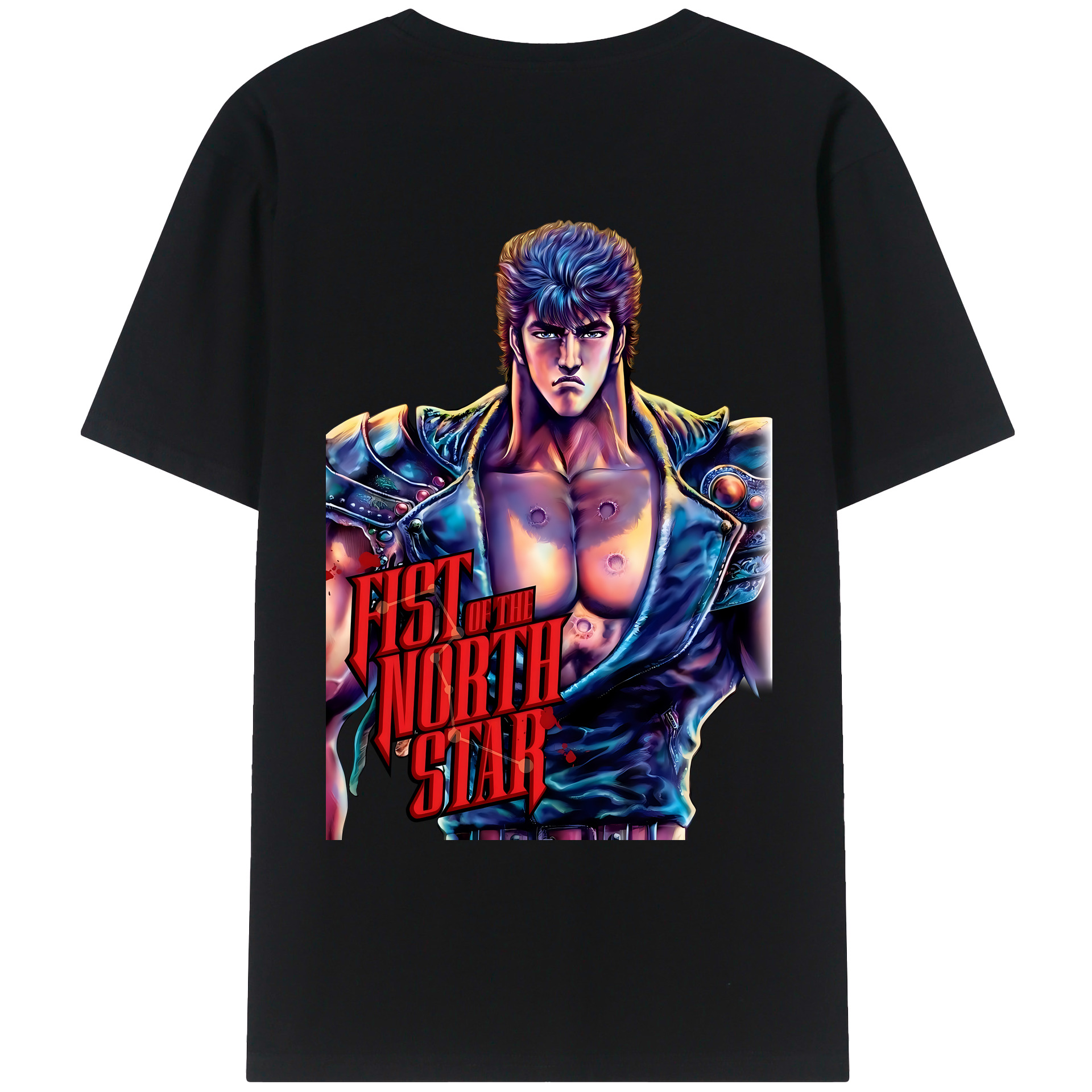 （画像用） 北斗の拳 Fist of the North Star 綿100％ メンズ半袖Tシャツ（バックプリント） 通気性