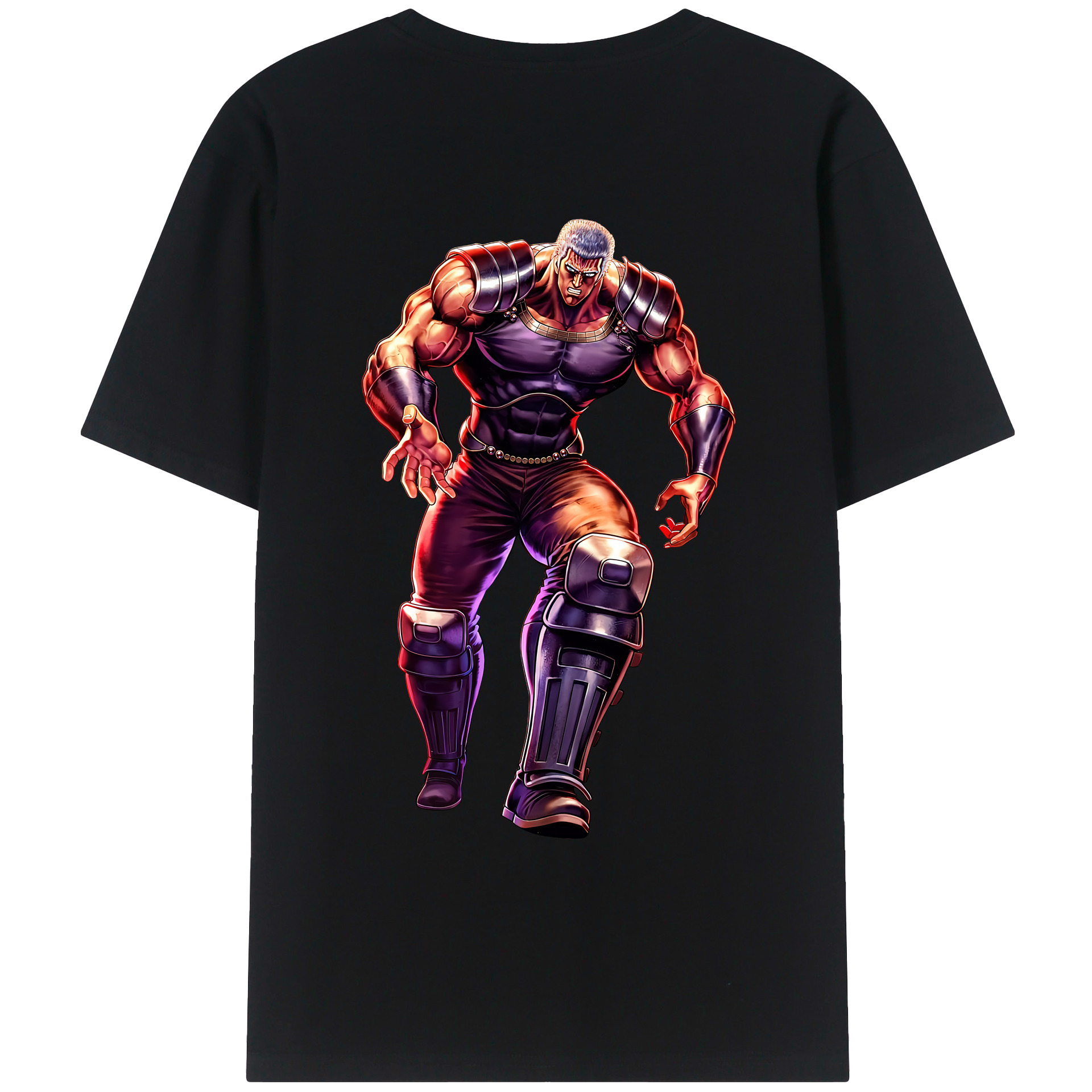 （画像用） 北斗の拳 Fist of the North Star 綿100％ メンズ半袖Tシャツ（バックプリント） 通気性