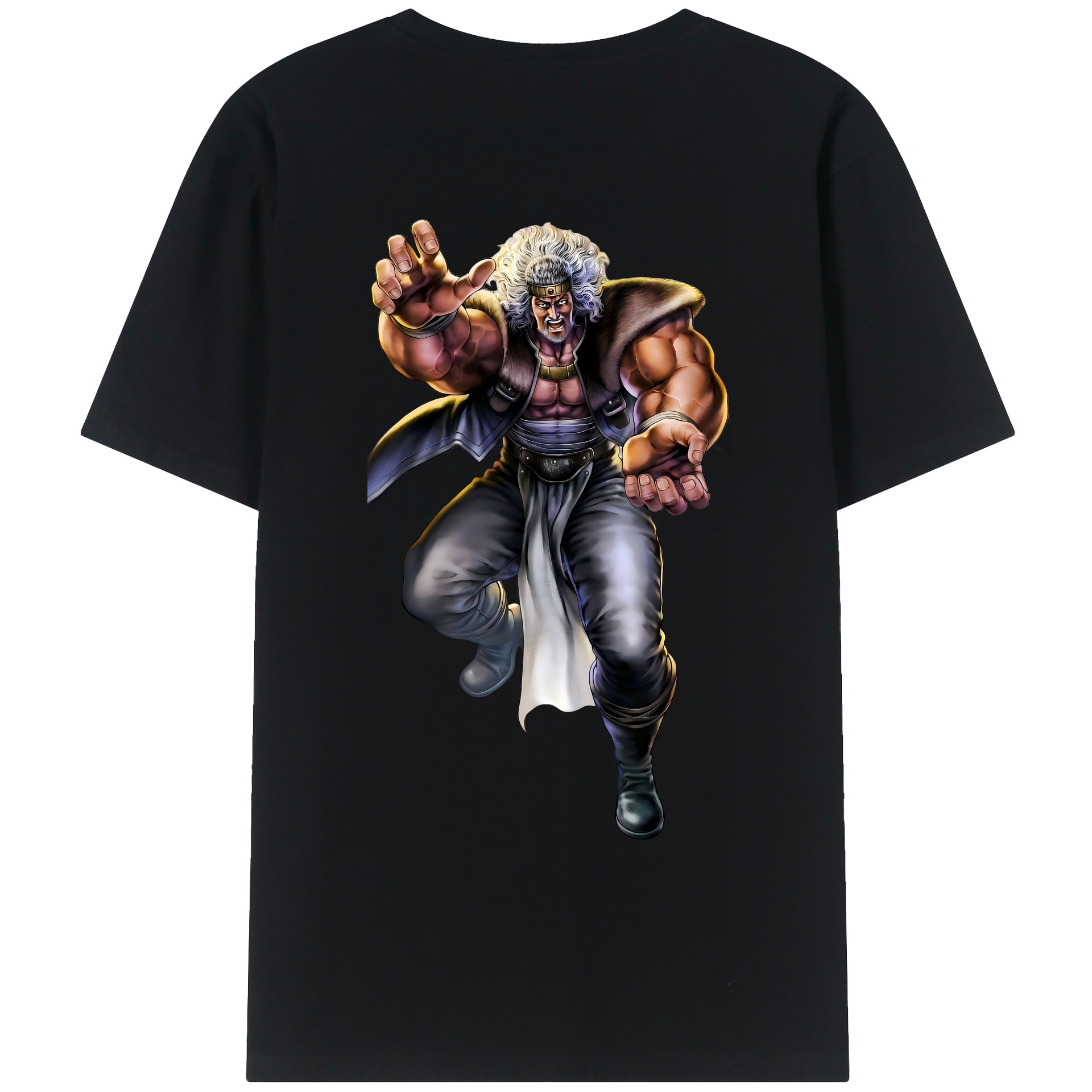 （画像用） 北斗の拳 Fist of the North Star 綿100％ メンズ半袖Tシャツ（バックプリント） 通気性