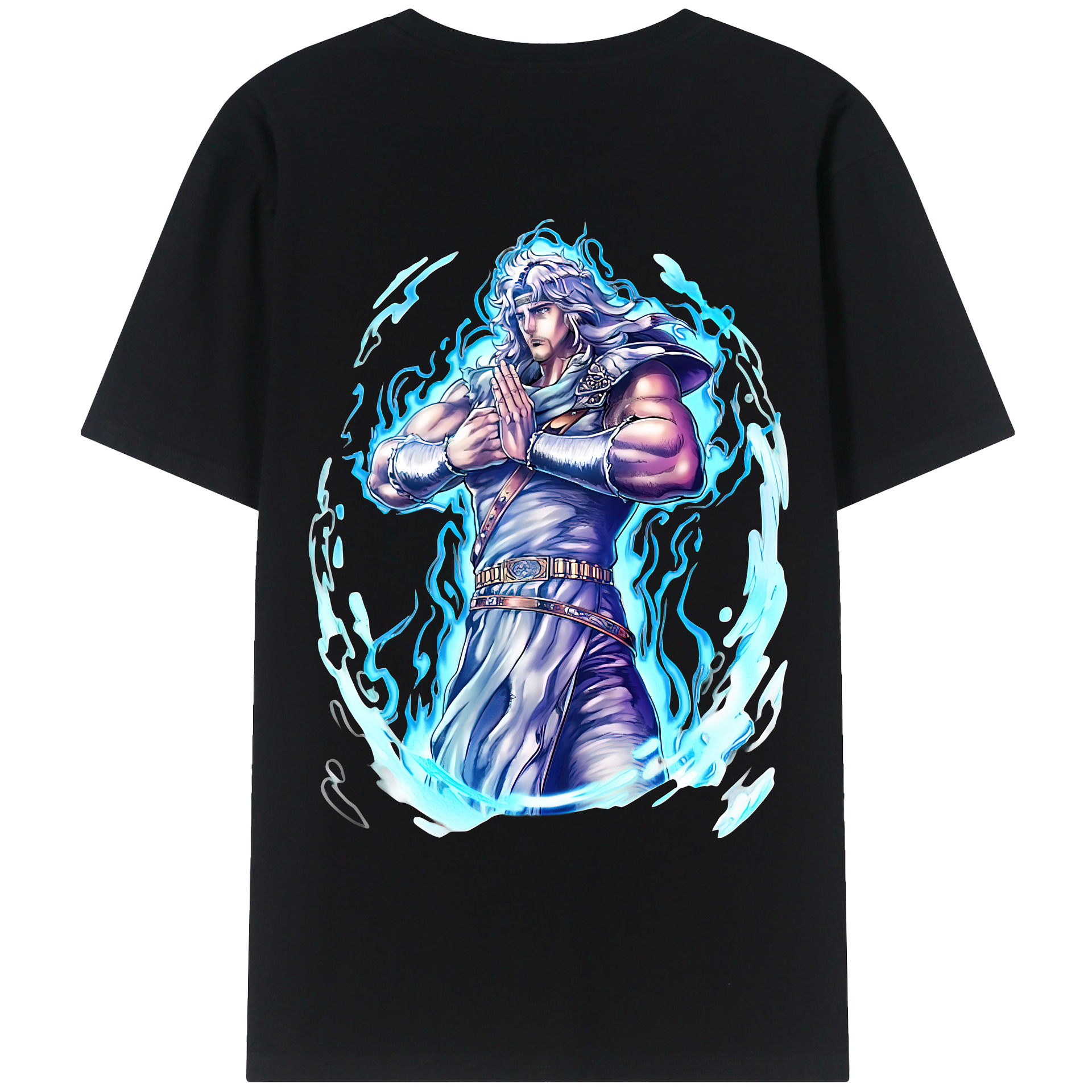 （画像用） 北斗の拳 Fist of the North Star 綿100％ メンズ半袖Tシャツ（バックプリント） 通気性