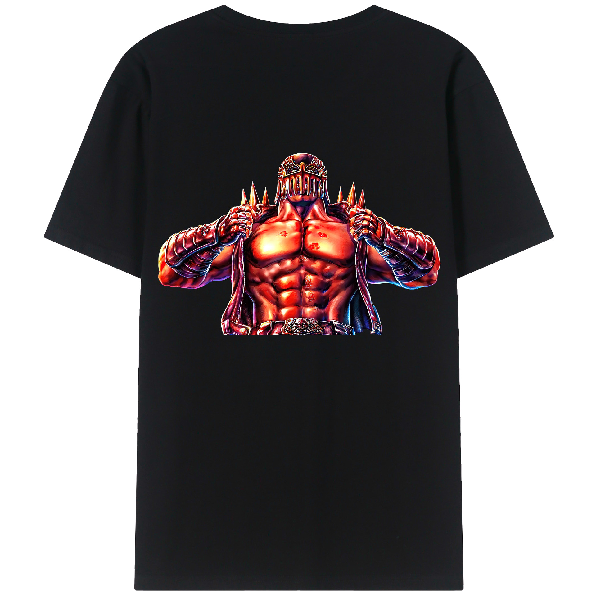 （画像用） 北斗の拳 Fist of the North Star 綿100％ メンズ半袖Tシャツ（バックプリント） 通気性