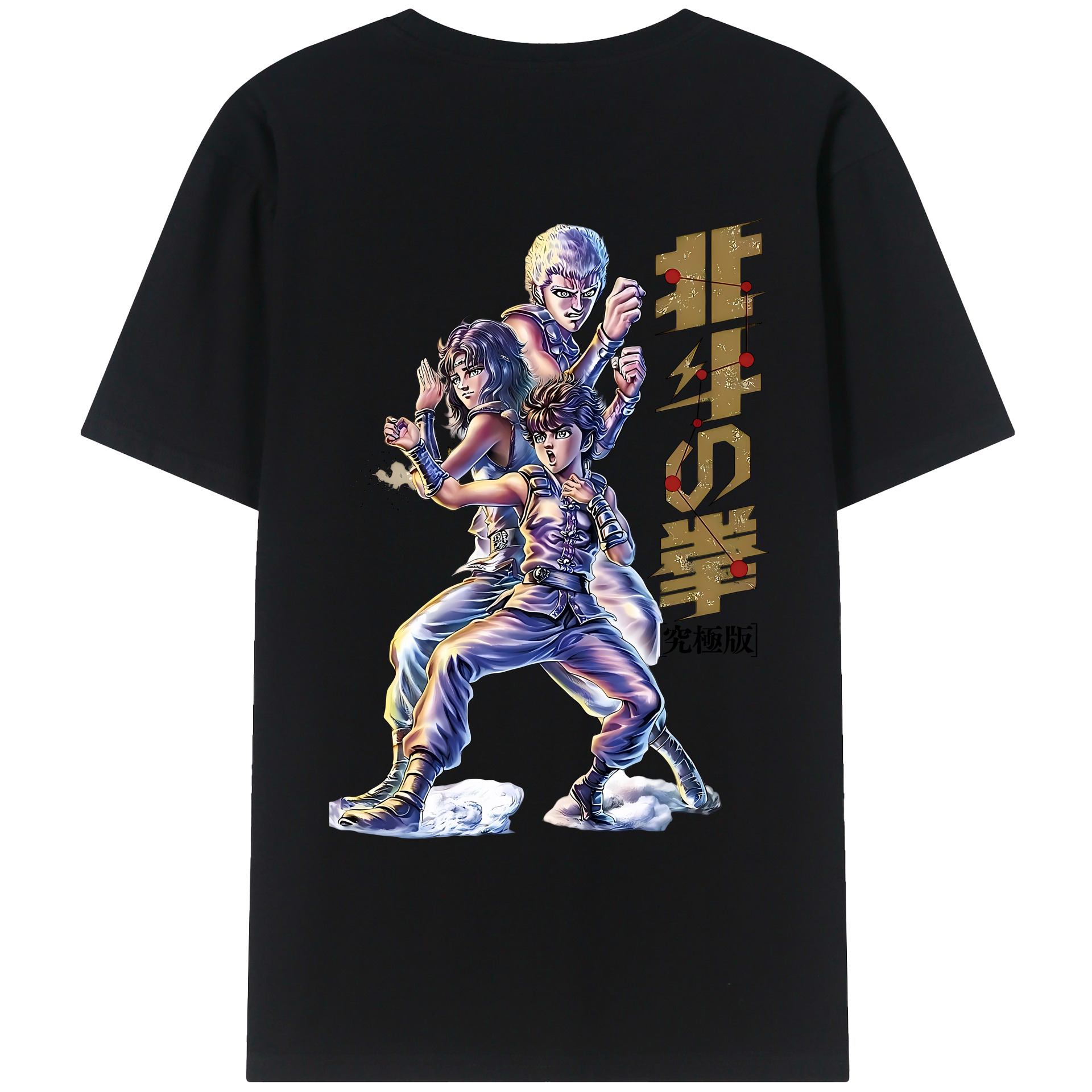 （画像用） 北斗の拳 Fist of the North Star 綿100％ メンズ半袖Tシャツ（バックプリント） 通気性