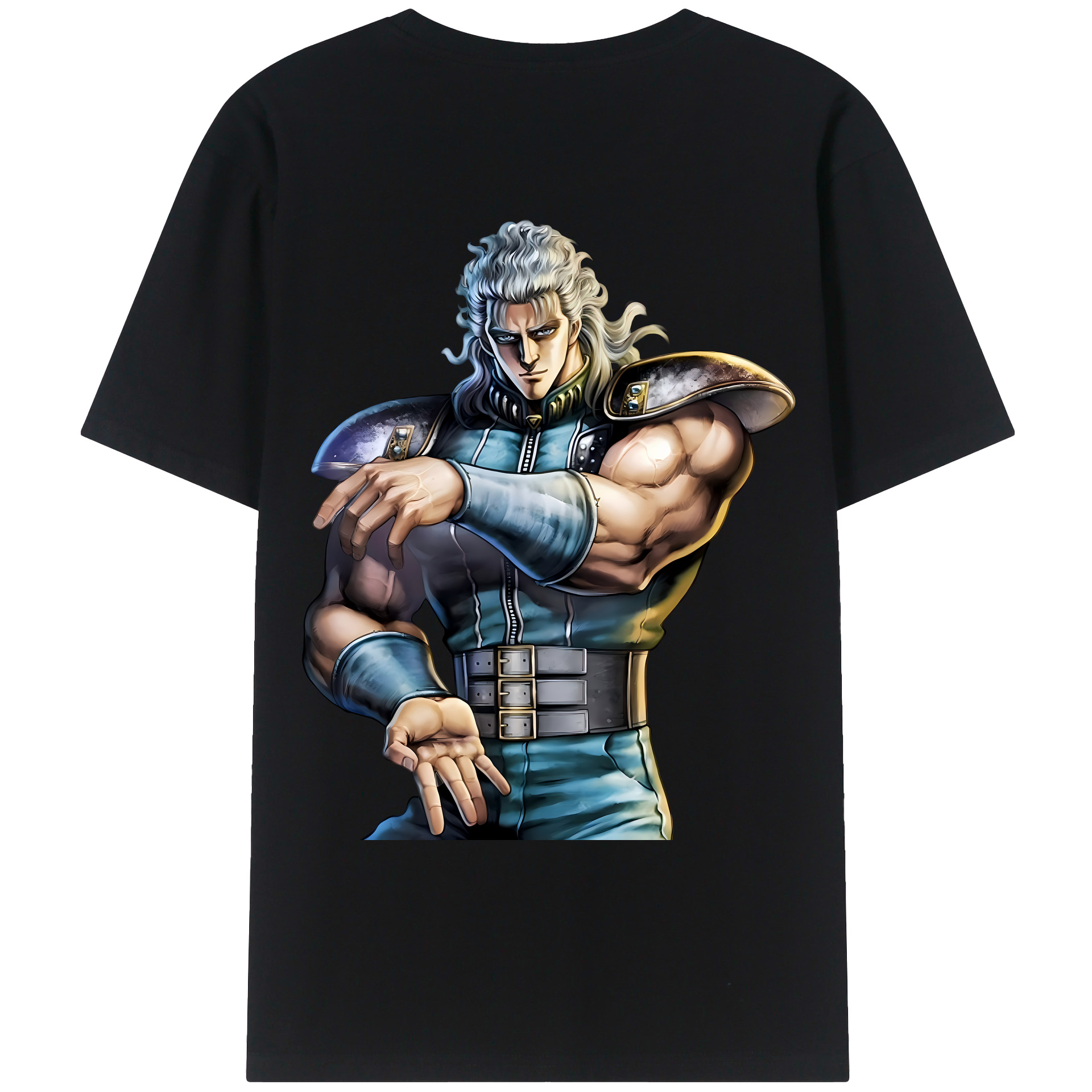 （画像用） 北斗の拳 Fist of the North Star 綿100％ メンズ半袖Tシャツ（バックプリント） 通気性