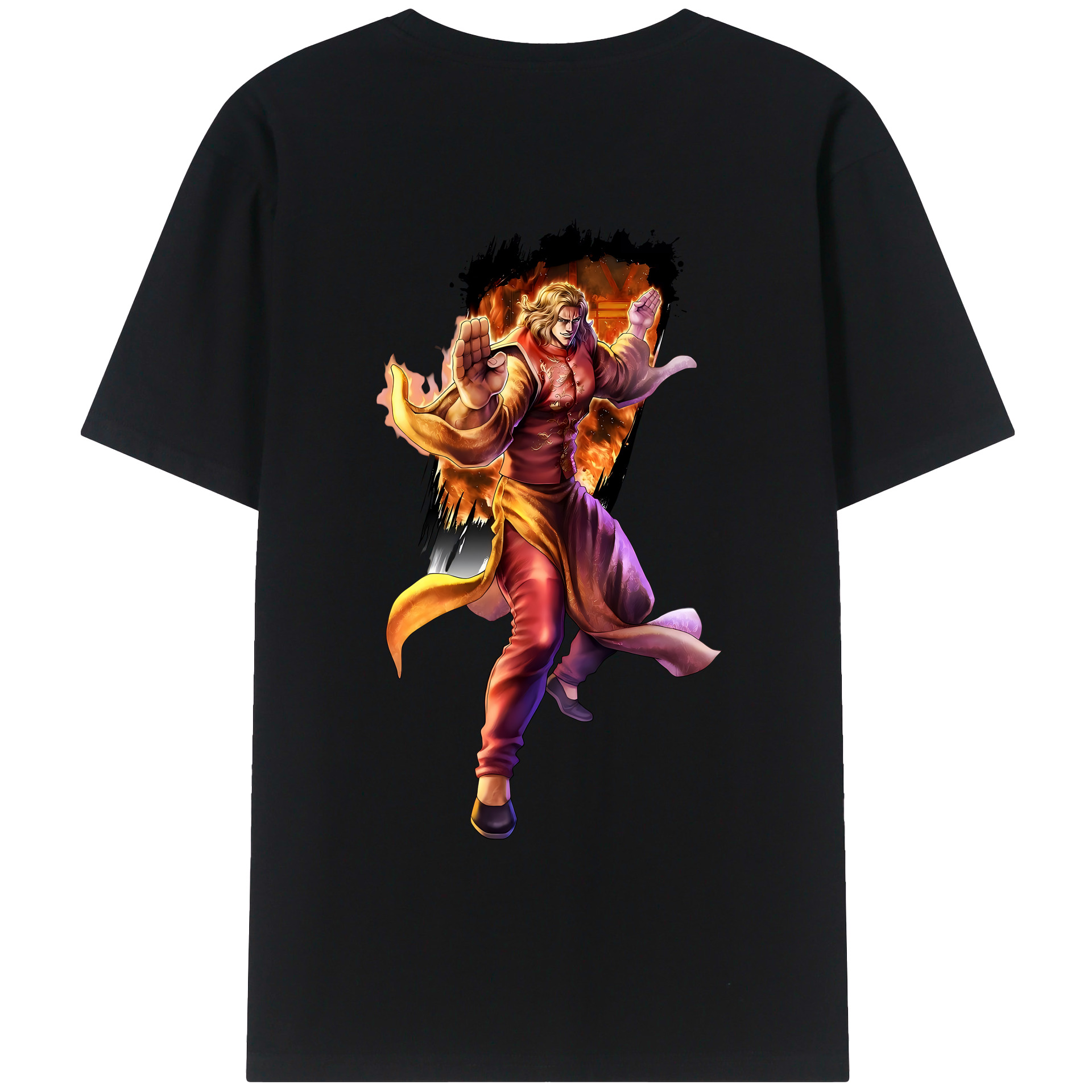 （画像用） 北斗の拳 Fist of the North Star 綿100％ メンズ半袖Tシャツ（バックプリント） 通気性