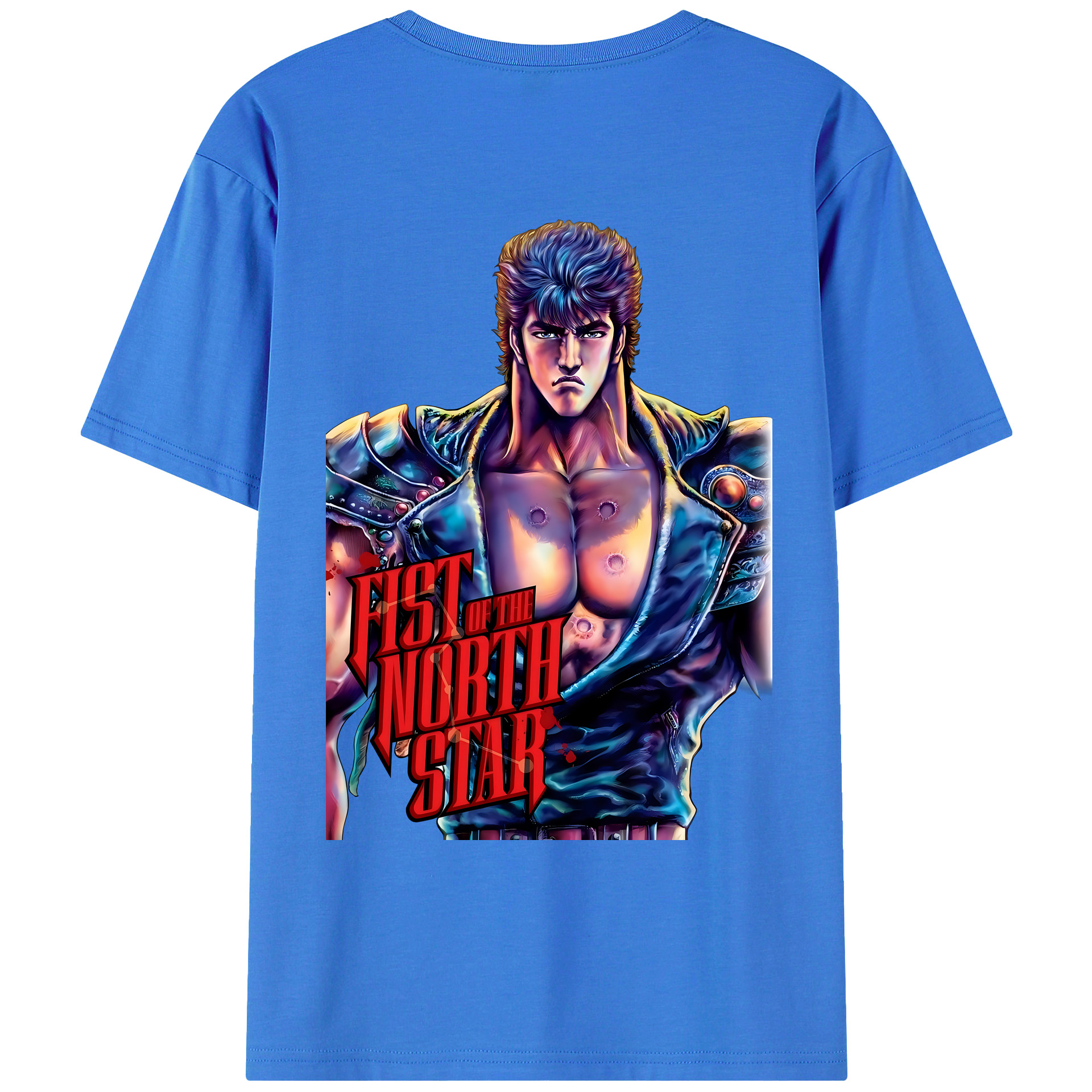 （画像用） 北斗の拳 Fist of the North Star 綿100％ メンズ半袖Tシャツ（バックプリント） 通気性