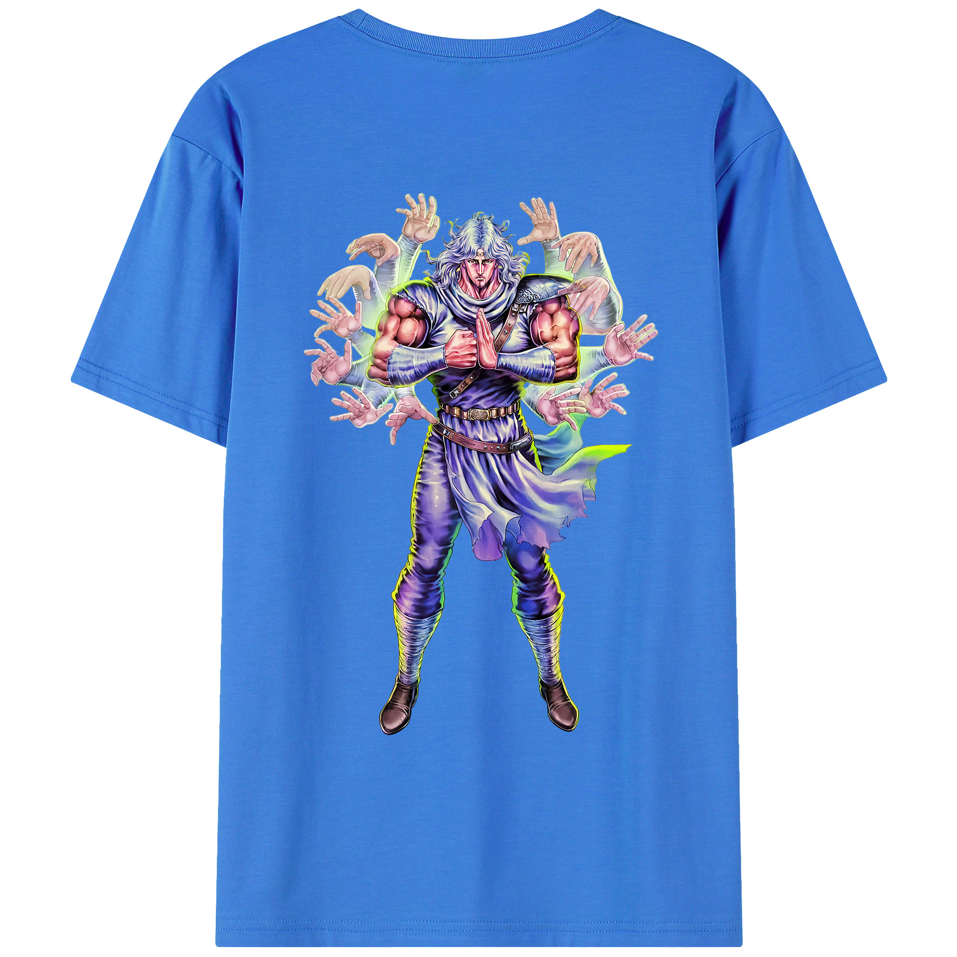 （画像用） 北斗の拳 Fist of the North Star 綿100％ メンズ半袖Tシャツ（バックプリント） 通気性